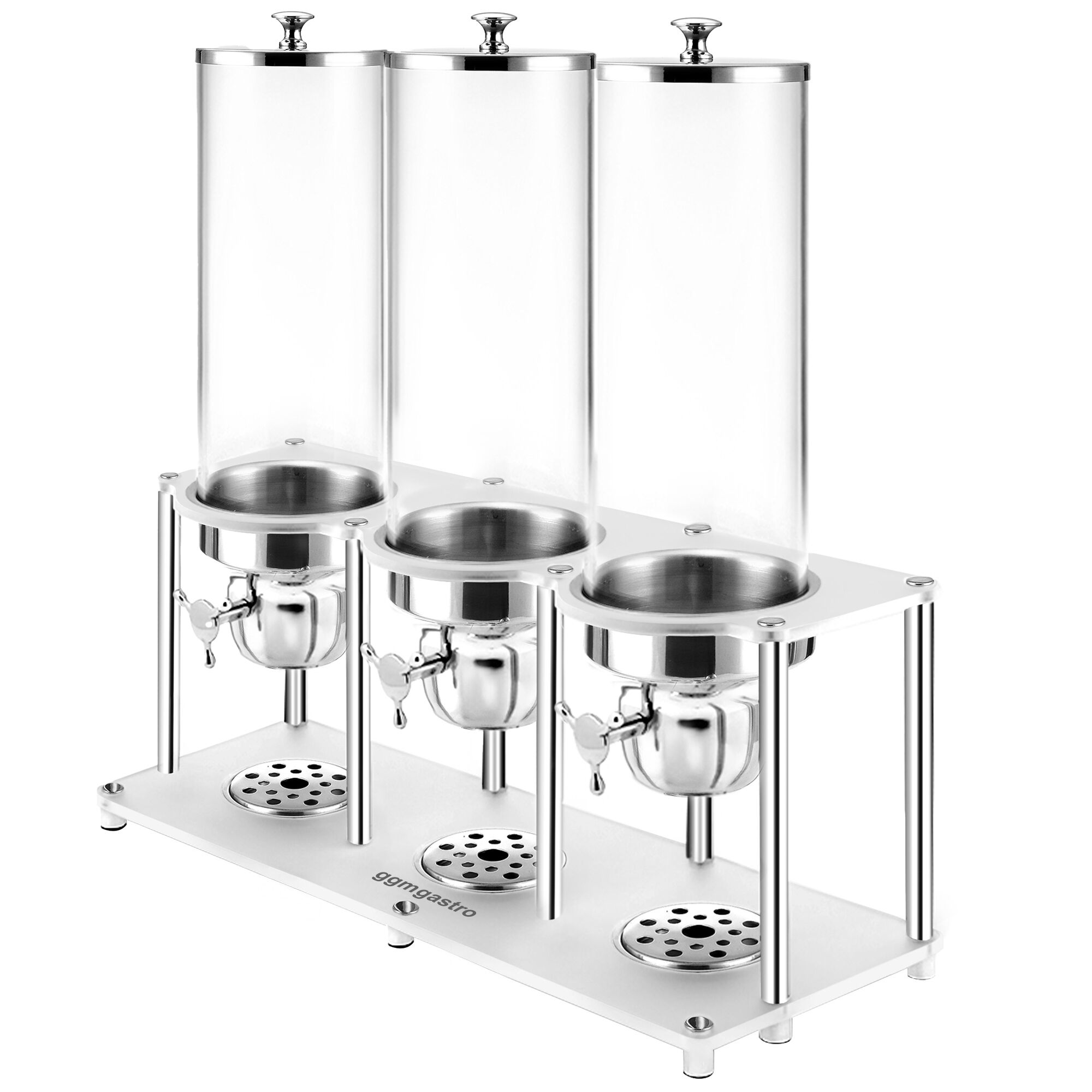 Distributeur de céréales - 3 récipients en plastique - 3x 3,7 litres - Argent