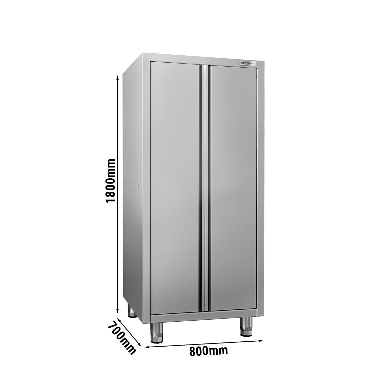 Armoire de travail en inox ECO - 800x700mm - 2 portes battantes - Hauteur: 1800mm