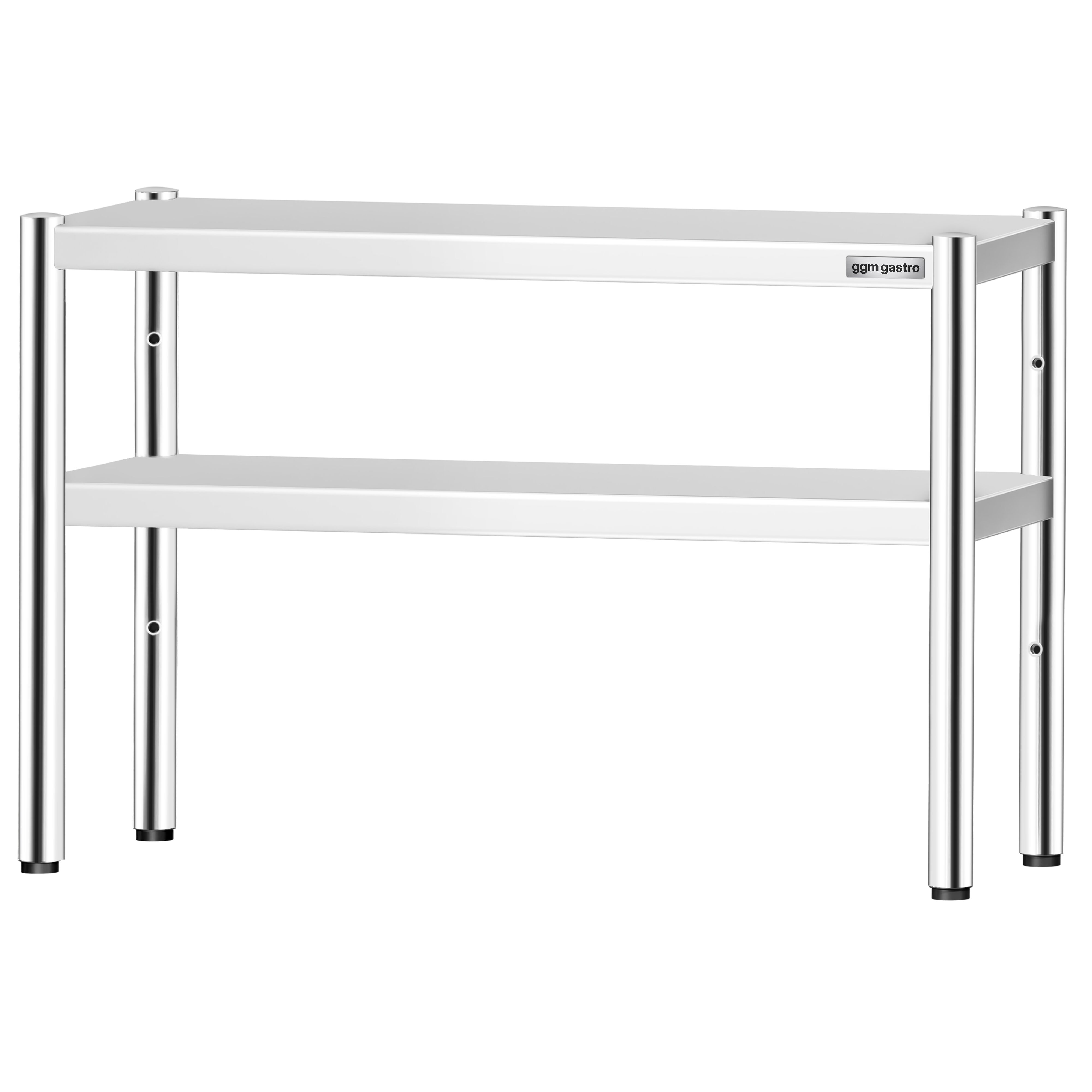 Étagère supérieure en inox – 2 niveaux – 1200 × 370 mm – hauteur réglable