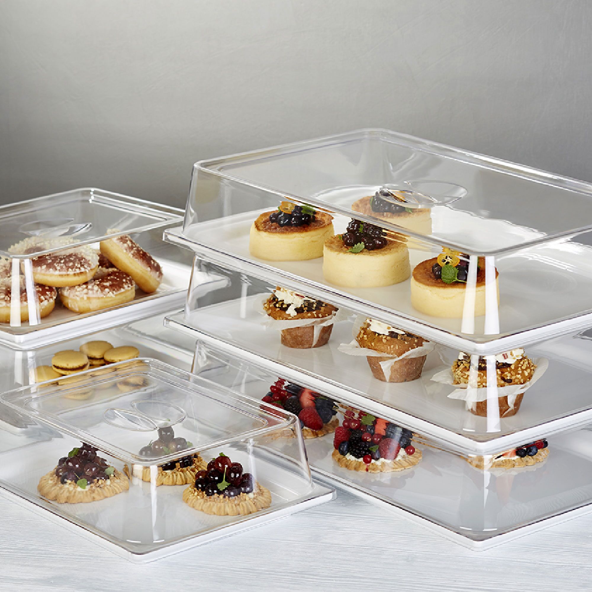 (6 pcs) Couvercle de présentation - Empilable - GN 1/2 - Polycarbonate - 325x265mm - Hauteur:95mm