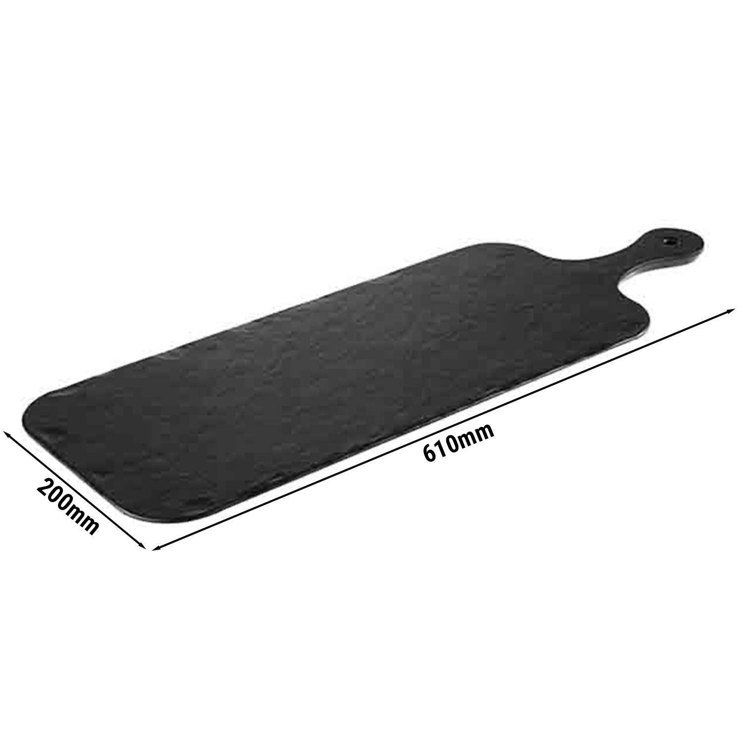 (6 pcs) Plateau de présentation - SLATE ROCK - Mélamine - 610x200mm - Hauteur:15mm - Noir - empilable, compatible lave-vaisselle