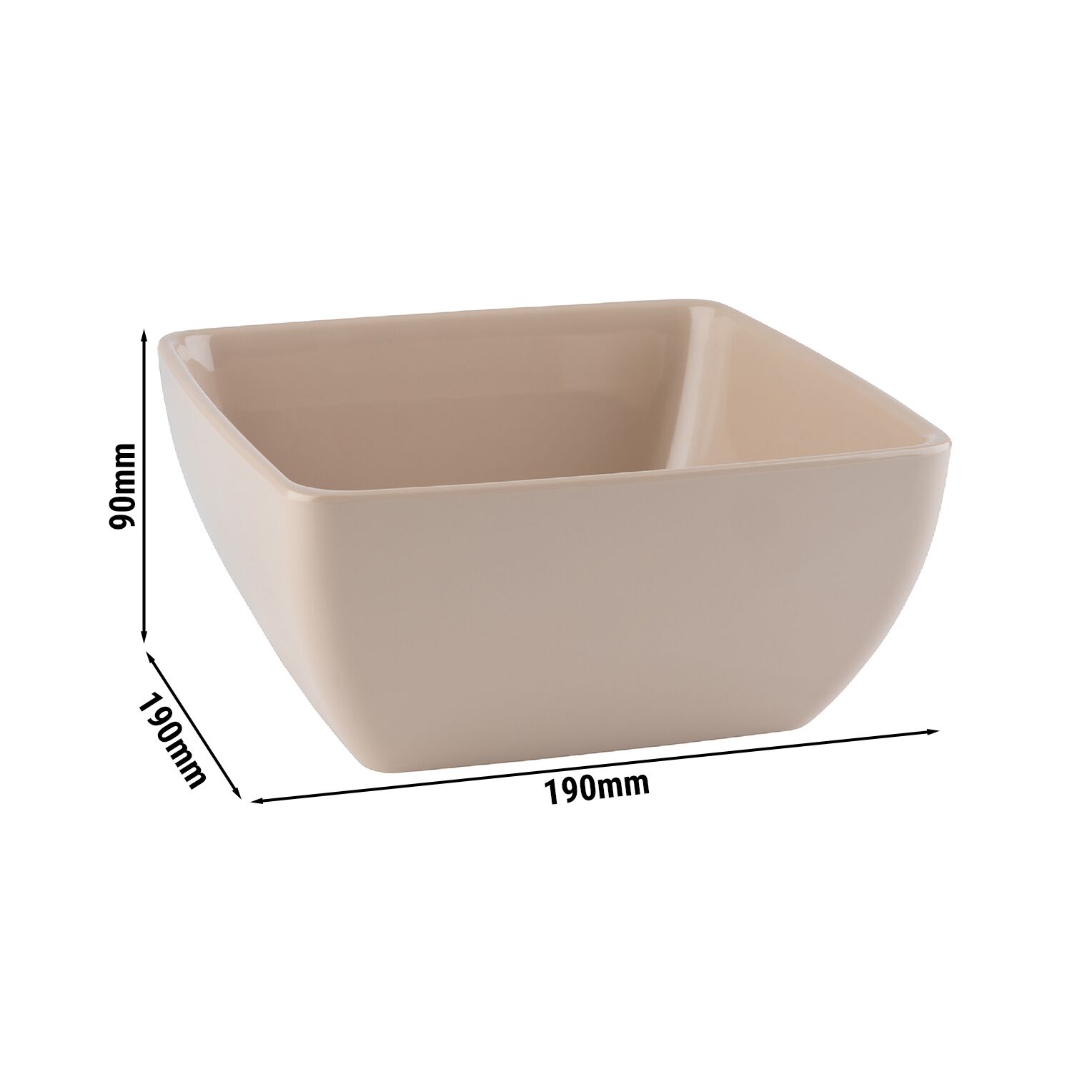 (6 pcs) Coupe - PURE - Mélamine - 1,5L - carré - 190x190mm - Profondeur : 90mm - Beige