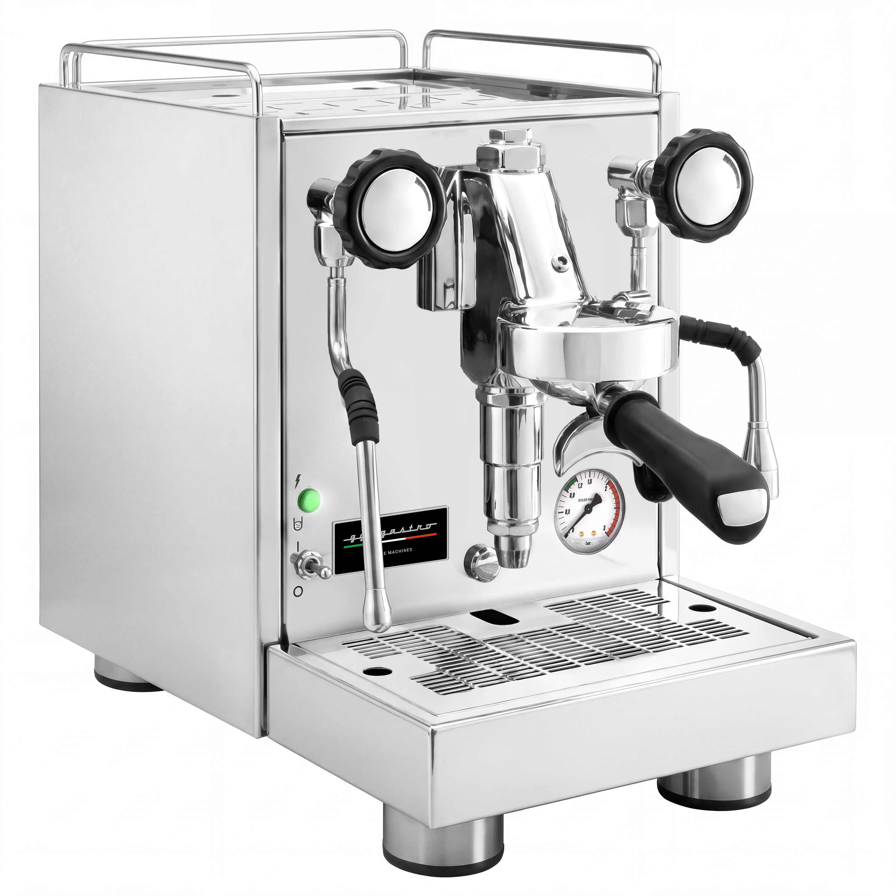 Machine expresso professionnelle « Mini » – 1 groupe – 1,2 kW – avec mousseur à lait & eau chaude – inox