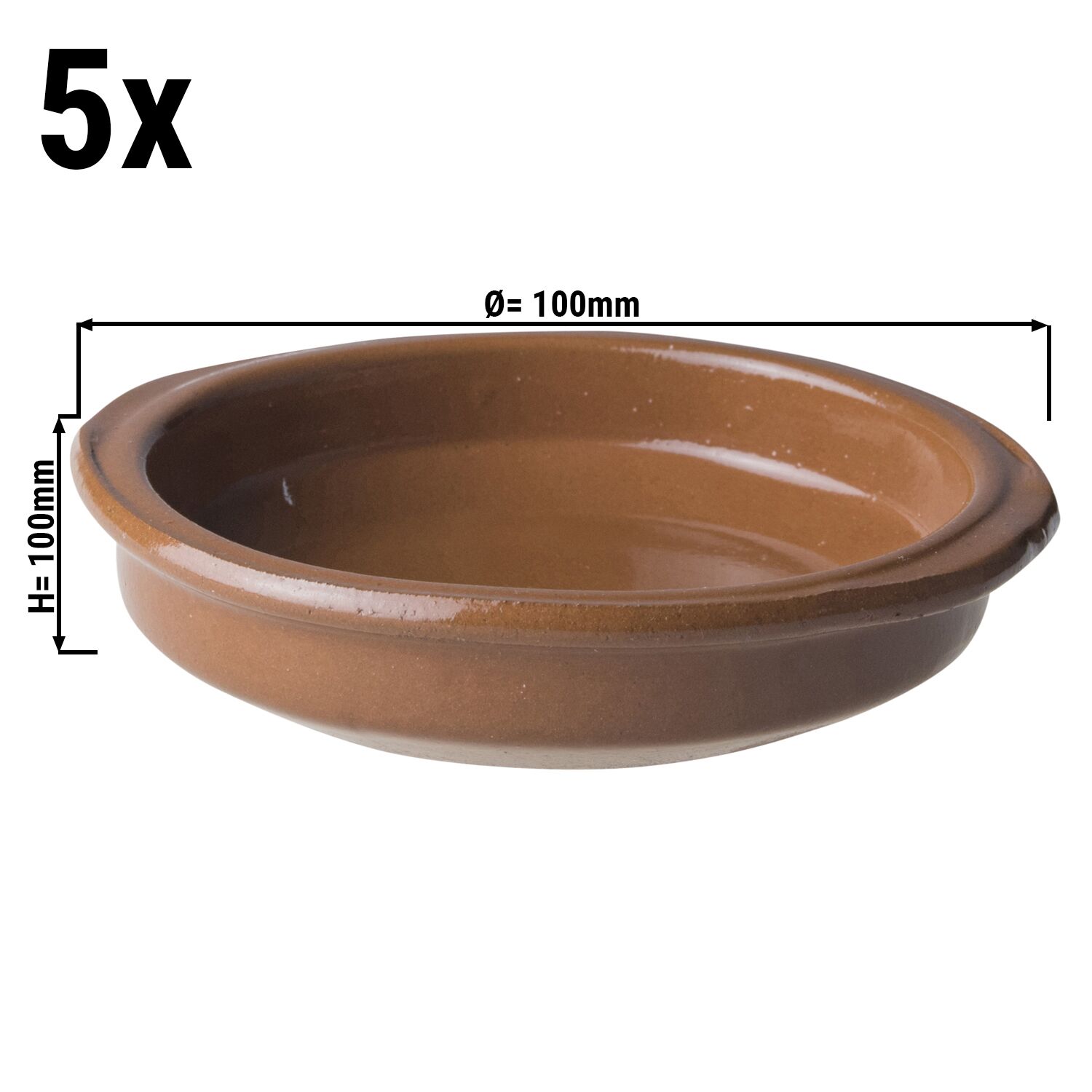 (5 Stück) CLASSICO - Tapas Ofenform - Ø 100mm - Braun