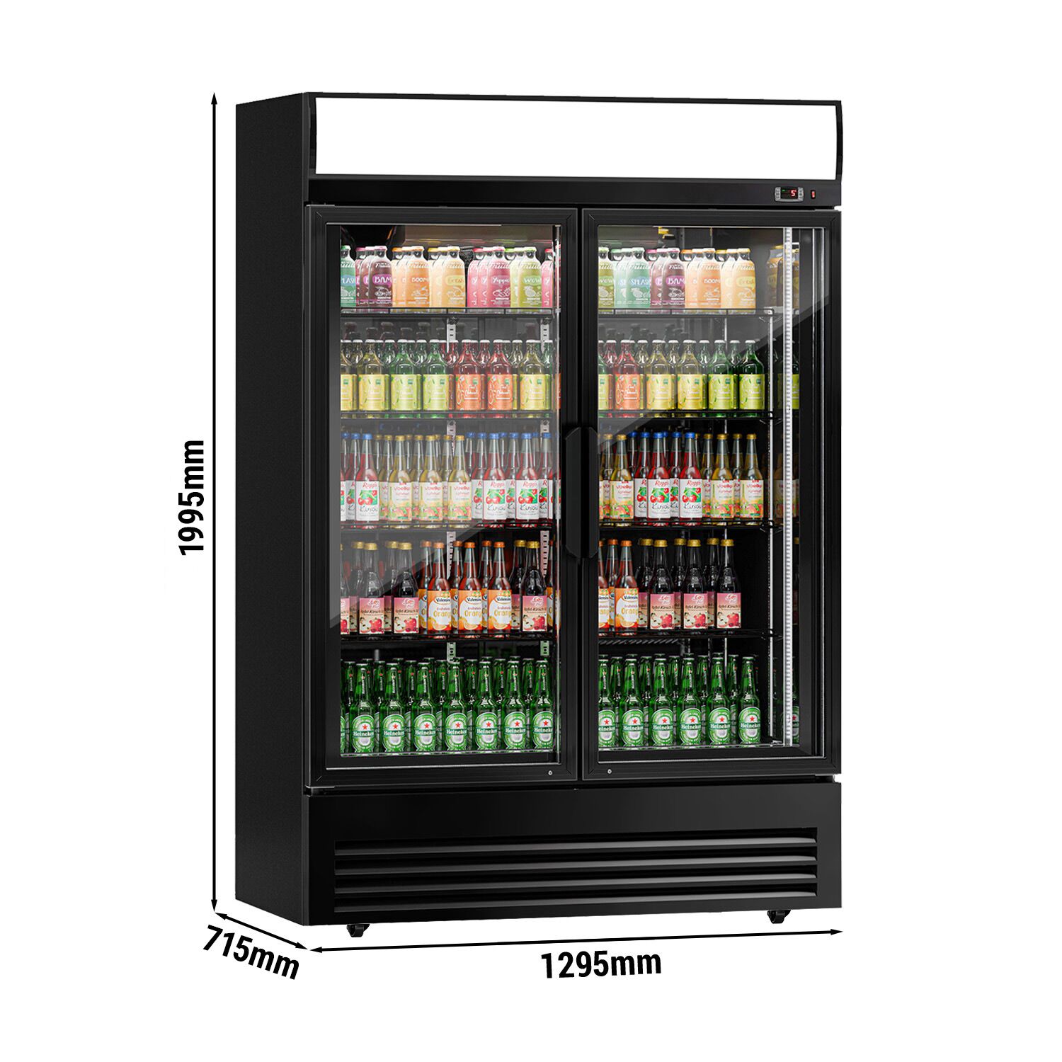 Vitrine réfrigérée à boissons - 880 litres - avec 2 portes vitrées et écran publicitaire