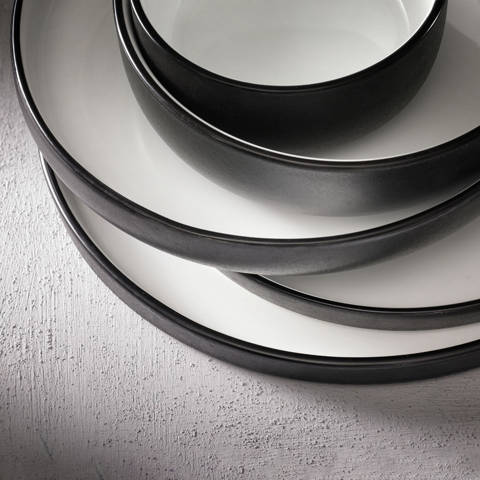 (6 pcs) Coupe - COSMIC - Porcelaine - 320ml - Ø 110mm - Noir/Blanc