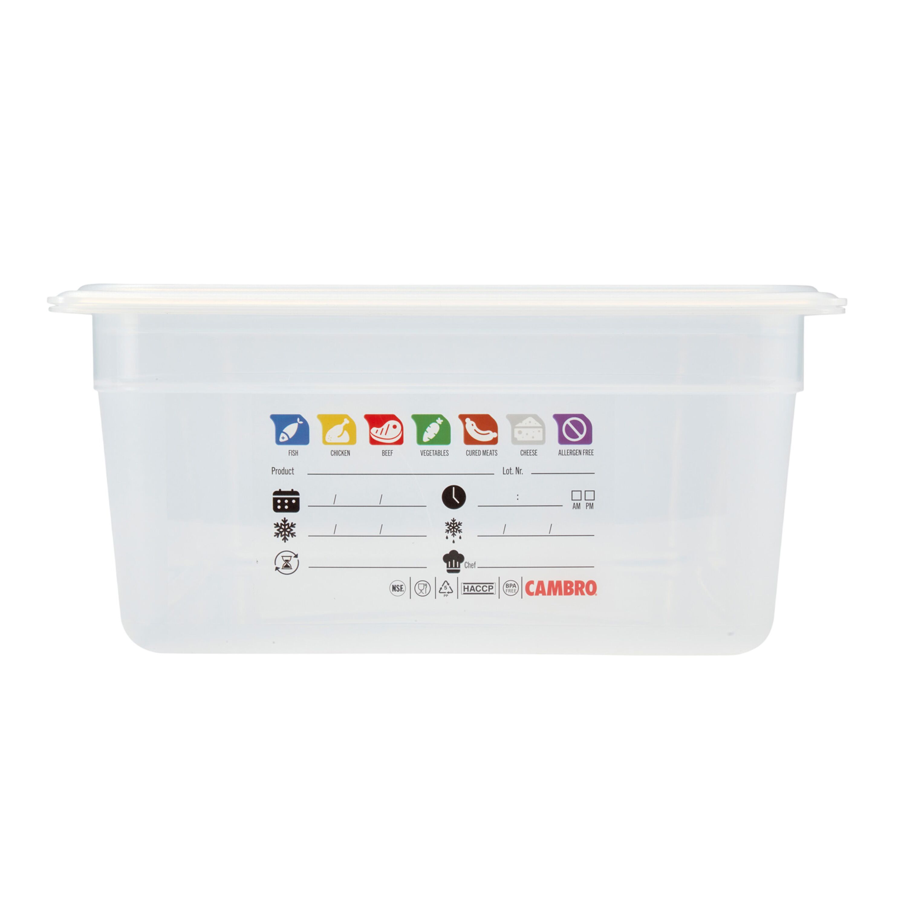 (6 pièces) CAMBRO | SafeTrak - Récipients en polypropylène GN 1/1 - laiteux - Hauteur : 150mm