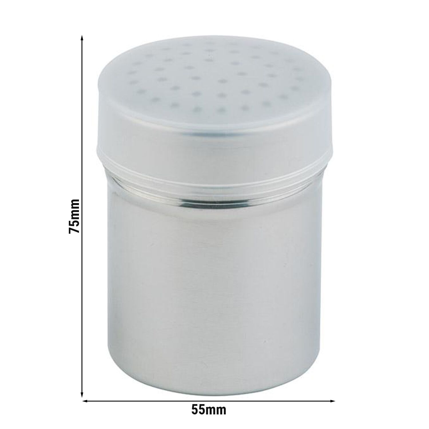 (6 pcs) Saupoudreuse - trous Ø 2,5mm - Ø55mm - Hauteur: 75mm - acier inoxydable - 150ml