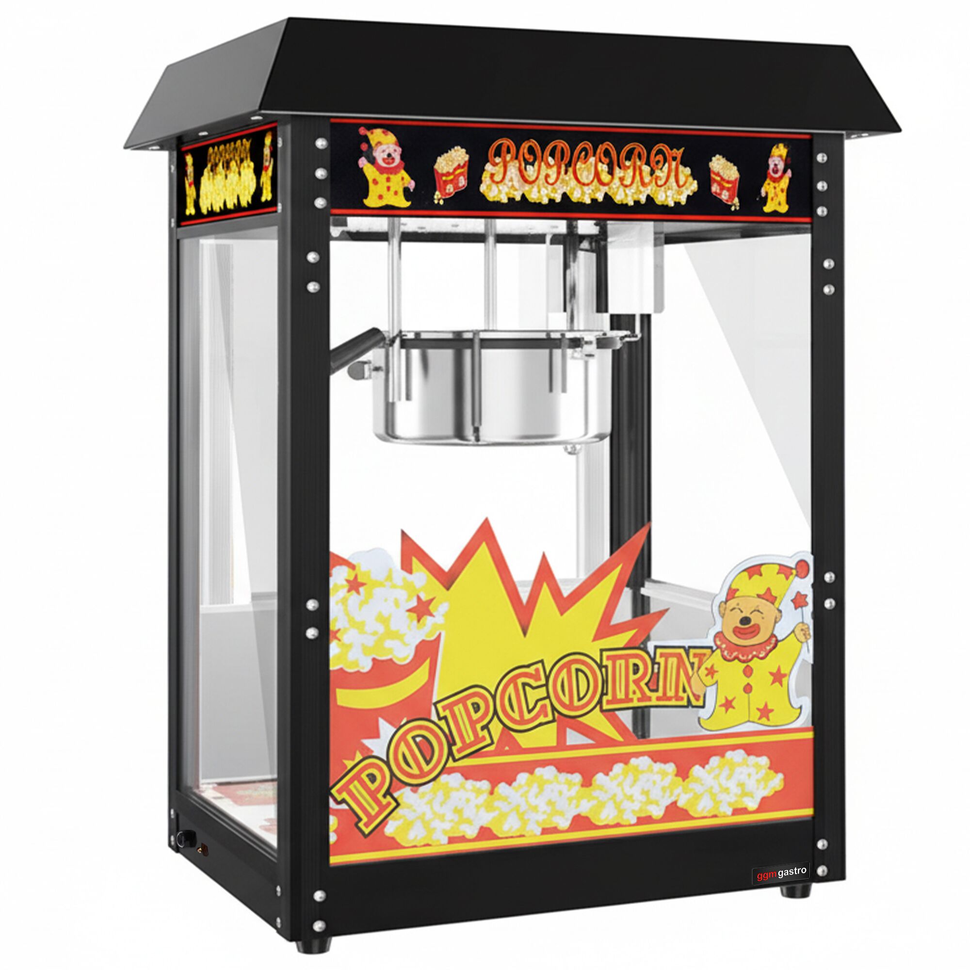 Machine à pop-corn - 1,50kW - 5kg/h - avec 1 marmite - Noir