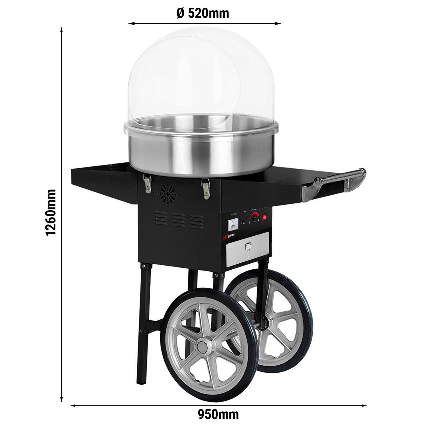 Machine à barbe à papa - Ø 520 mm - 1,08 kW - Noir - incl. protection hygiénique