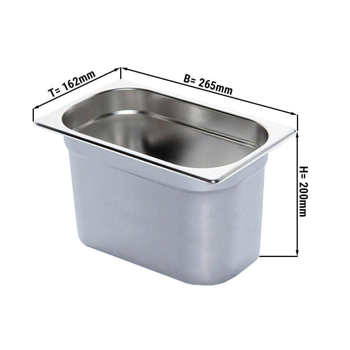 Bac GN 1/4 en inox – Hauteur : 200 mm