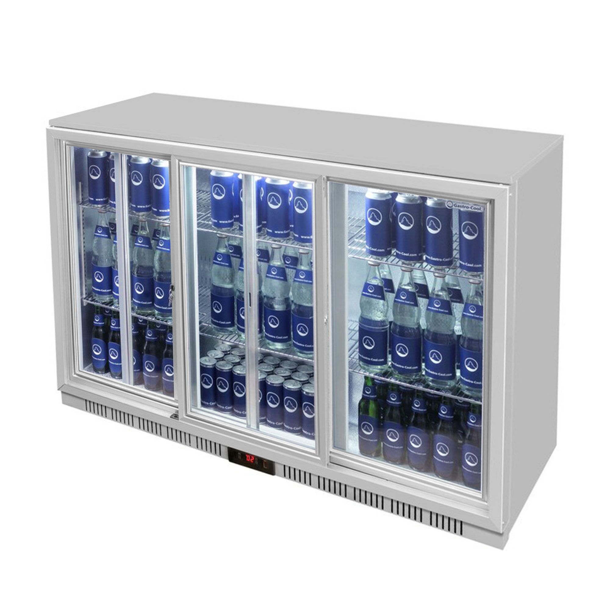 GASTRO-COOL | Barkyl – 1350 mm – 312 liter – med 3 glasskjutdörrar – Silver