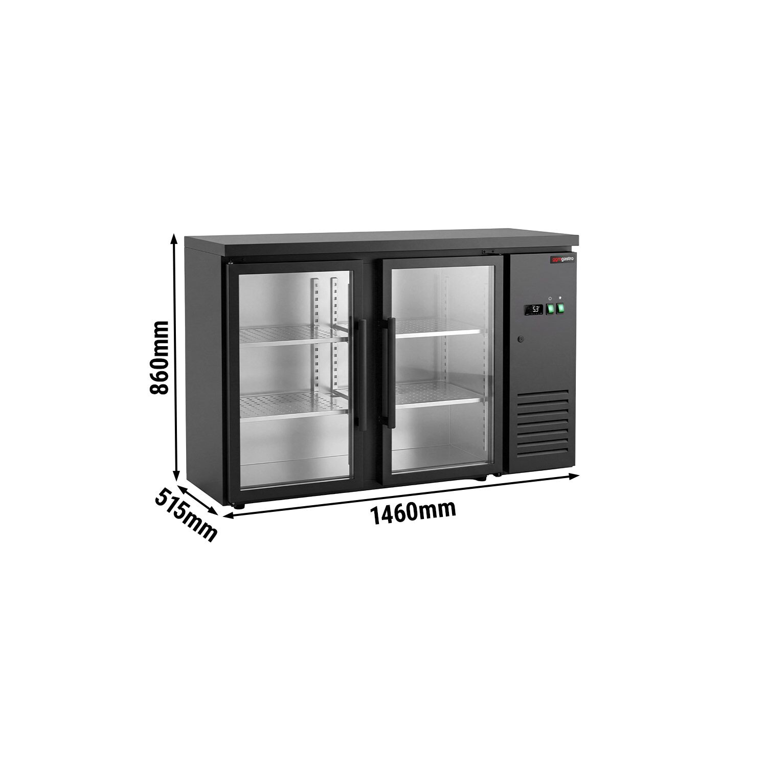 Commercial Back Bar Cooler ECO – 1460 mm – with 2 Glass Doors – with RGB LED Lighting