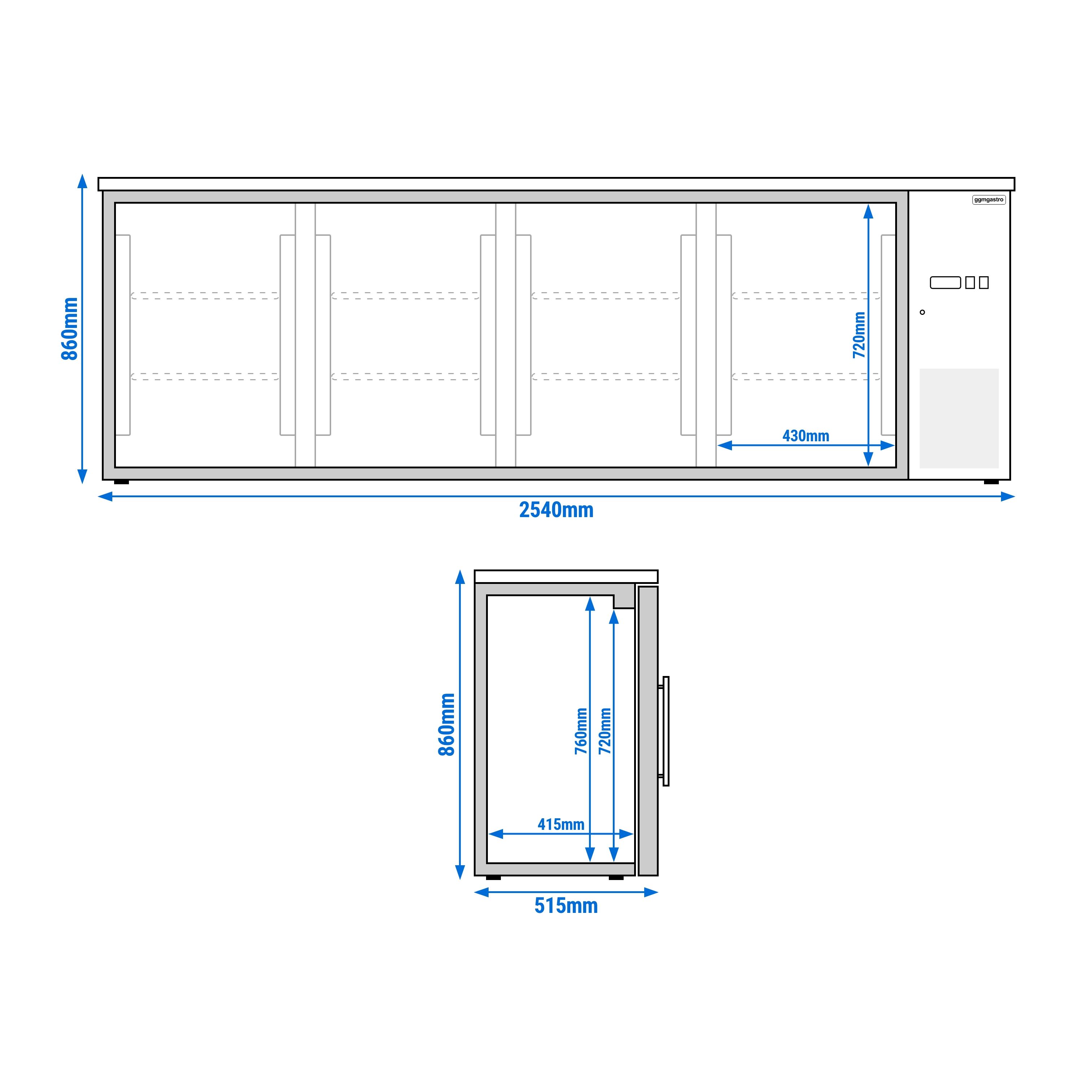 Commercial Back Bar Cooler ECO – 2540 mm – with 4 Glass Doors – with RGB LED Lighting