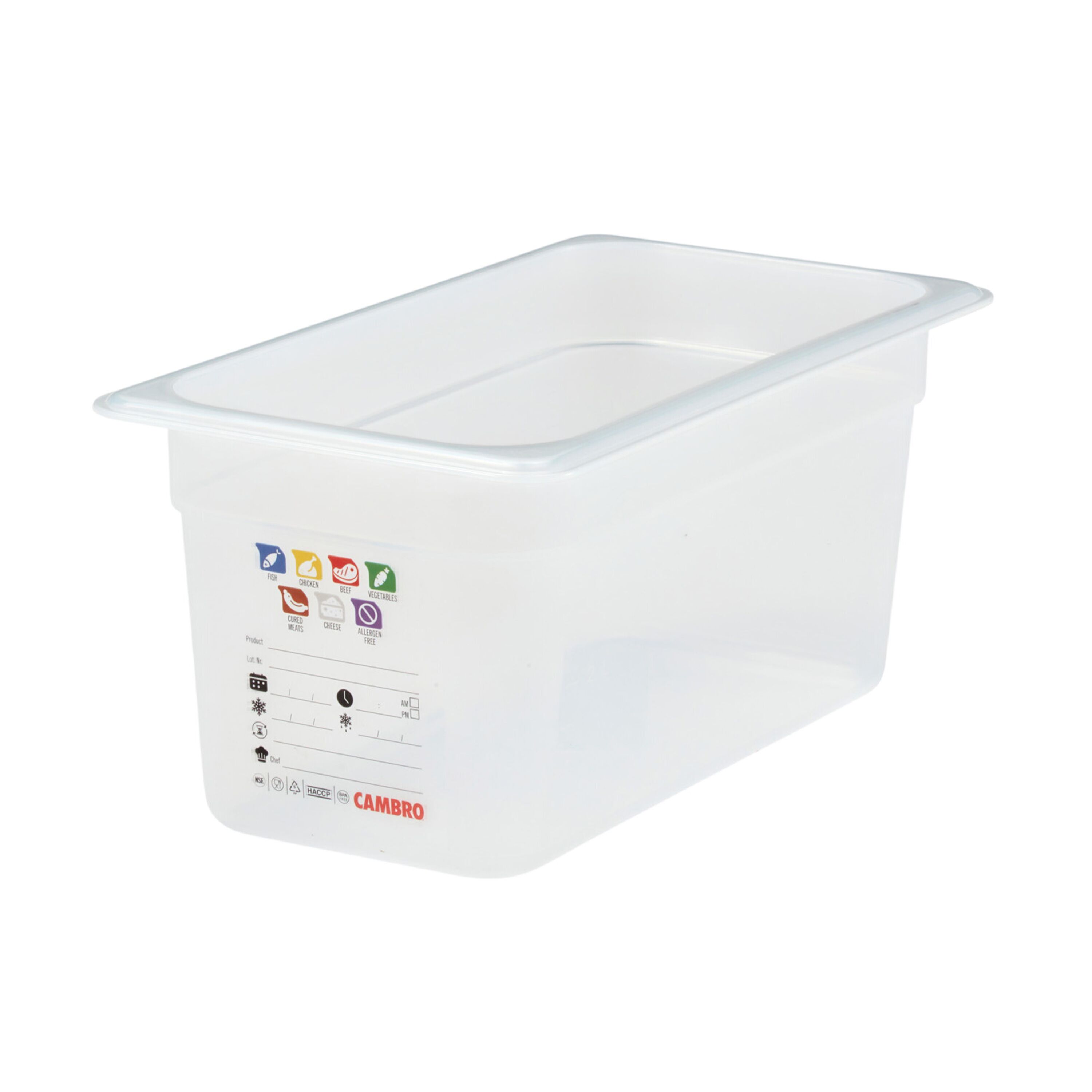 (6 pièces) CAMBRO | SafeTrak - Récipients en polypropylène GN 1/3 - laiteux - Hauteur : 150mm