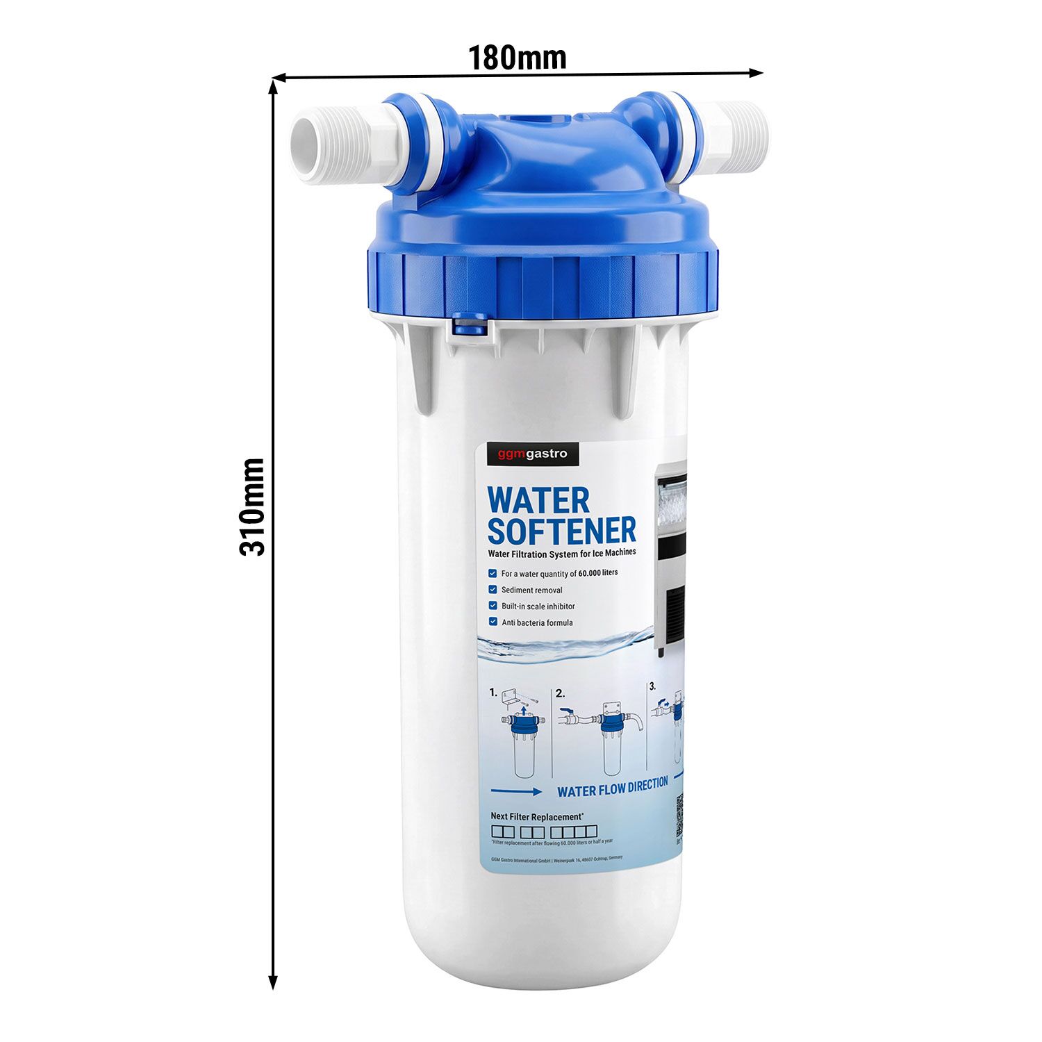 Wasserfiltersystem/Entkalker für Eiswürfelbereiter - 60.000 Liter