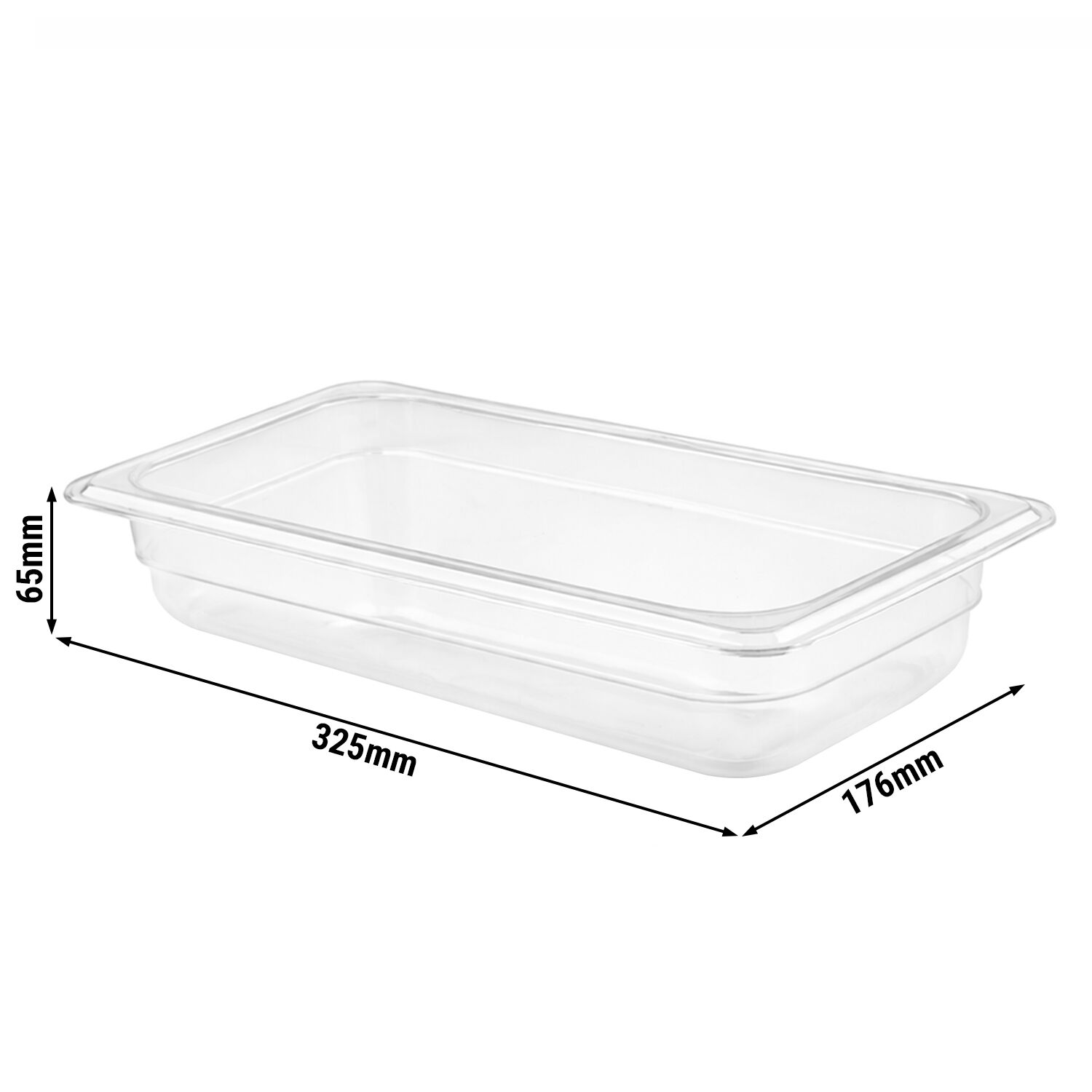 (6 pièces) Bac en Polypropylène - GN 1/3 - Translucide - 2,4 L - Hauteur : 65 mm