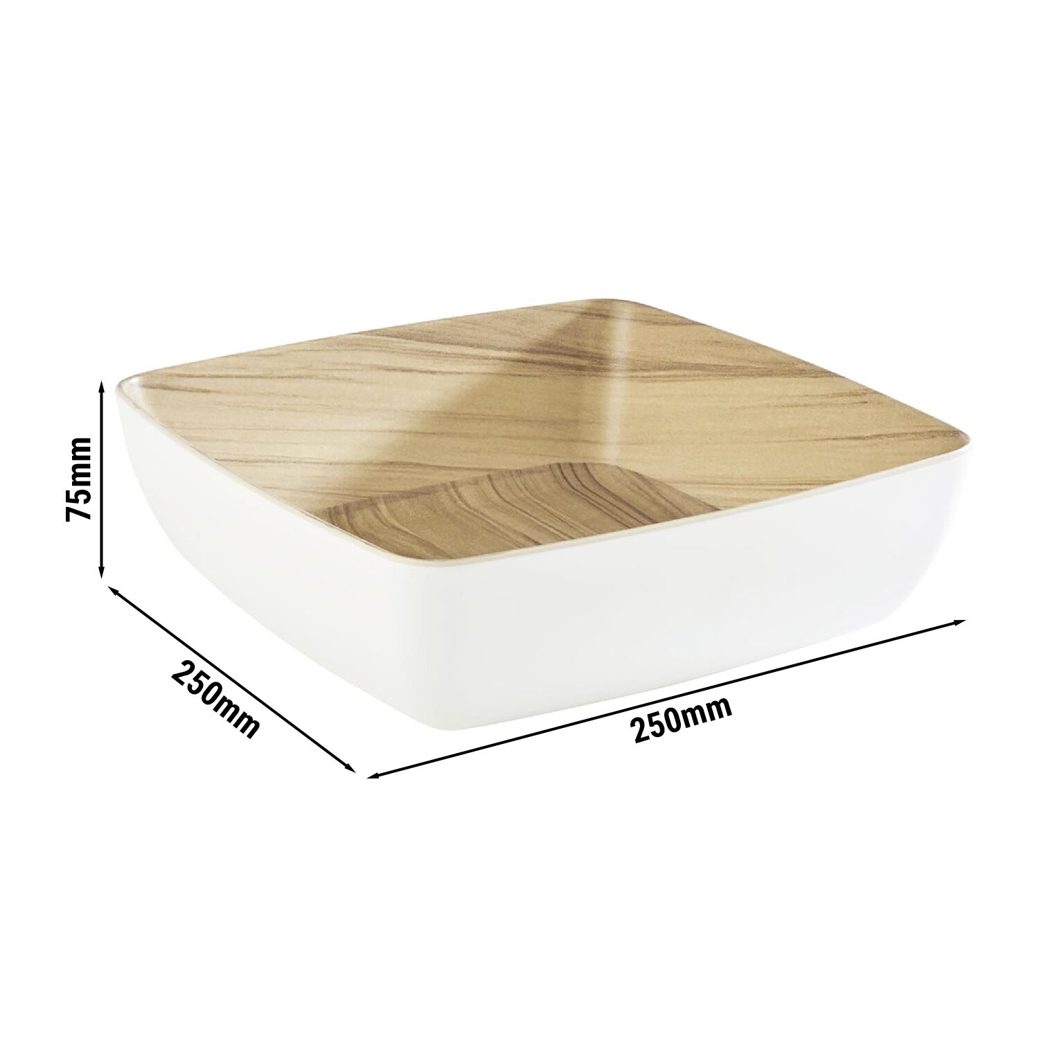 (6 stuks) Schaal - FRIDA - Melamine - 2,65L - vierkant - 250x250mm - stapelbaar - Wit