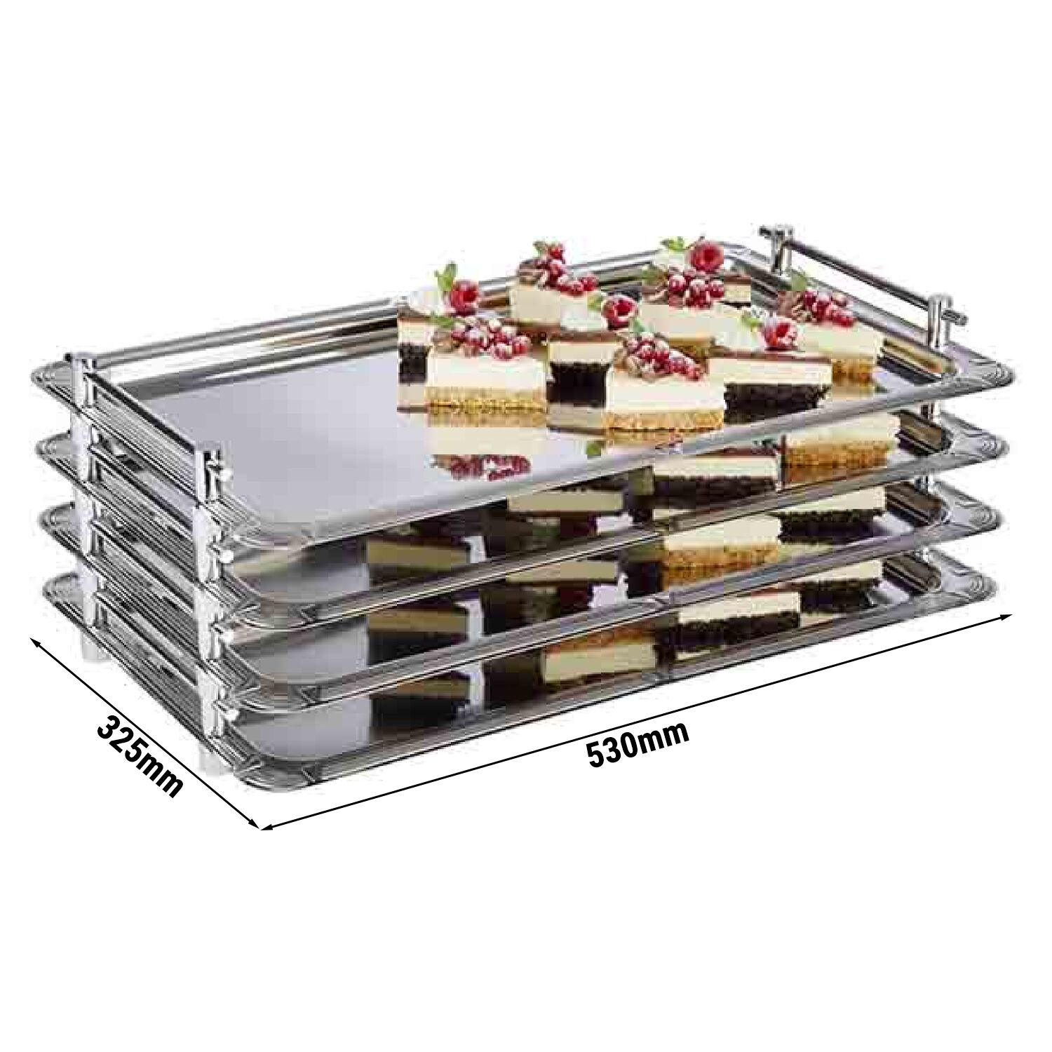 (6 st) GN‑bricka PROFI LINE - Rostfritt stål 18/10 - GN 1/1 - Höjd: 55 mm - Stapelbar