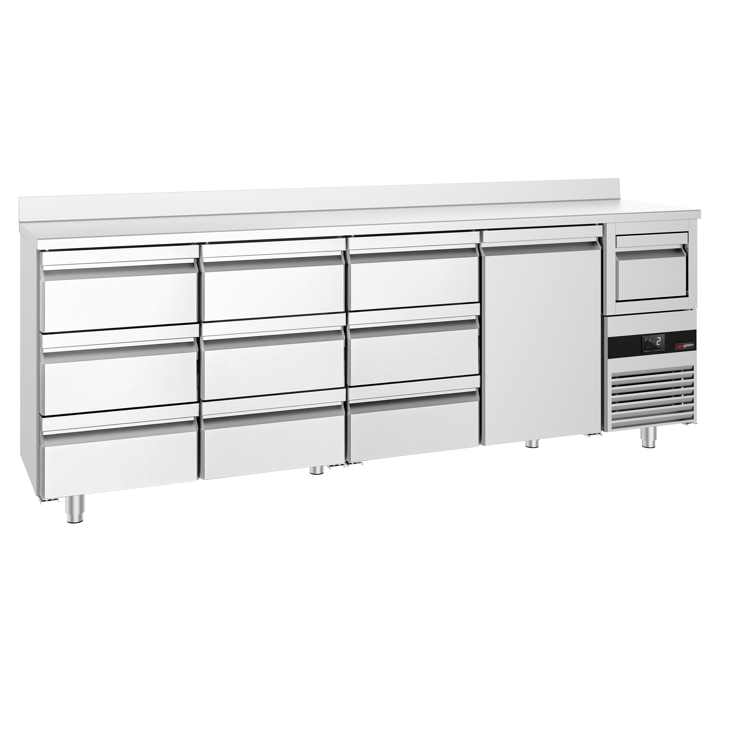 Barkoelkast PREMIUM - 2690x600mm - met 1 deur & 9 laden - 775l