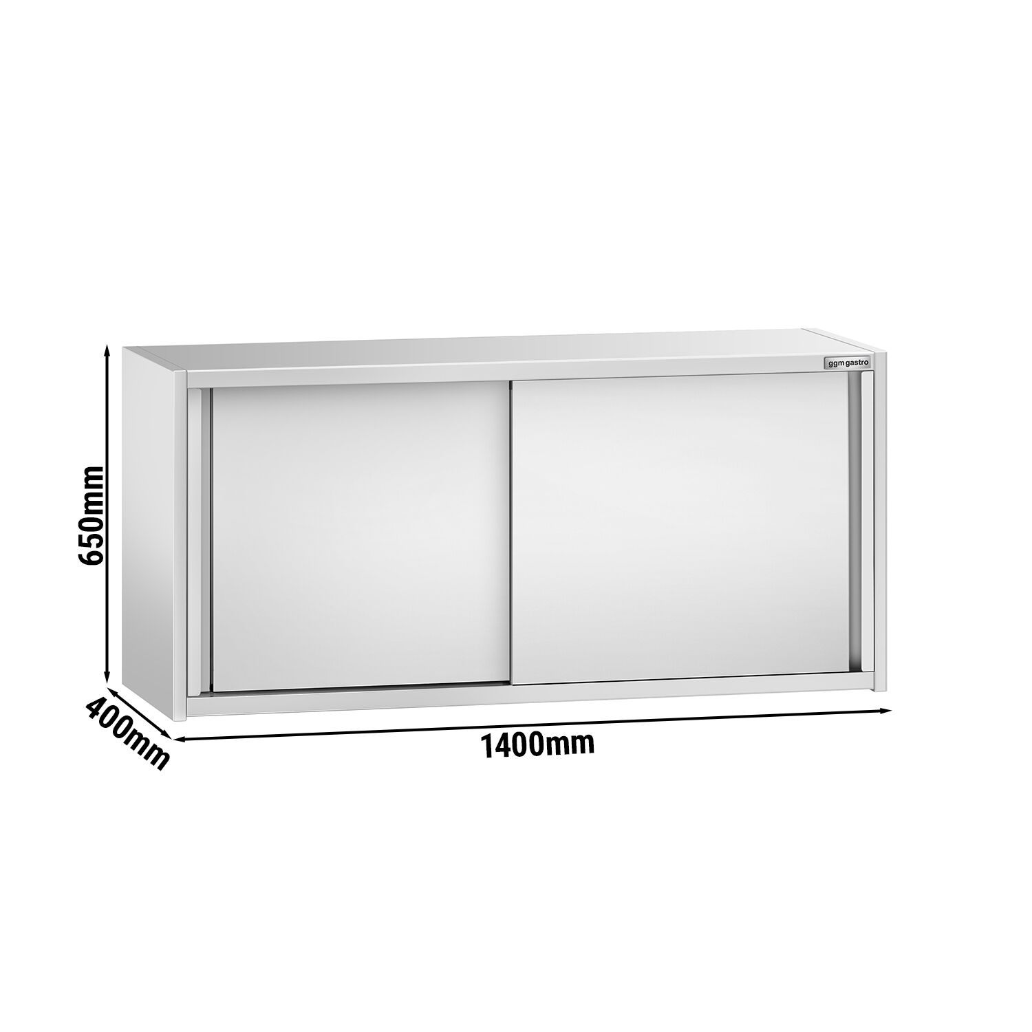 Armoire murale en acier inoxydable PREMIUM - 1400x400mm - avec portes coulissantes - 650mm de haut