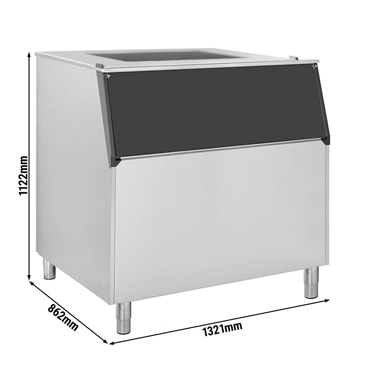 Bac à glaçons 480kg - Polyéthylène sanitaire - 762x819x1224mm - avec système de vidange; compatible avec toutes formes de glace