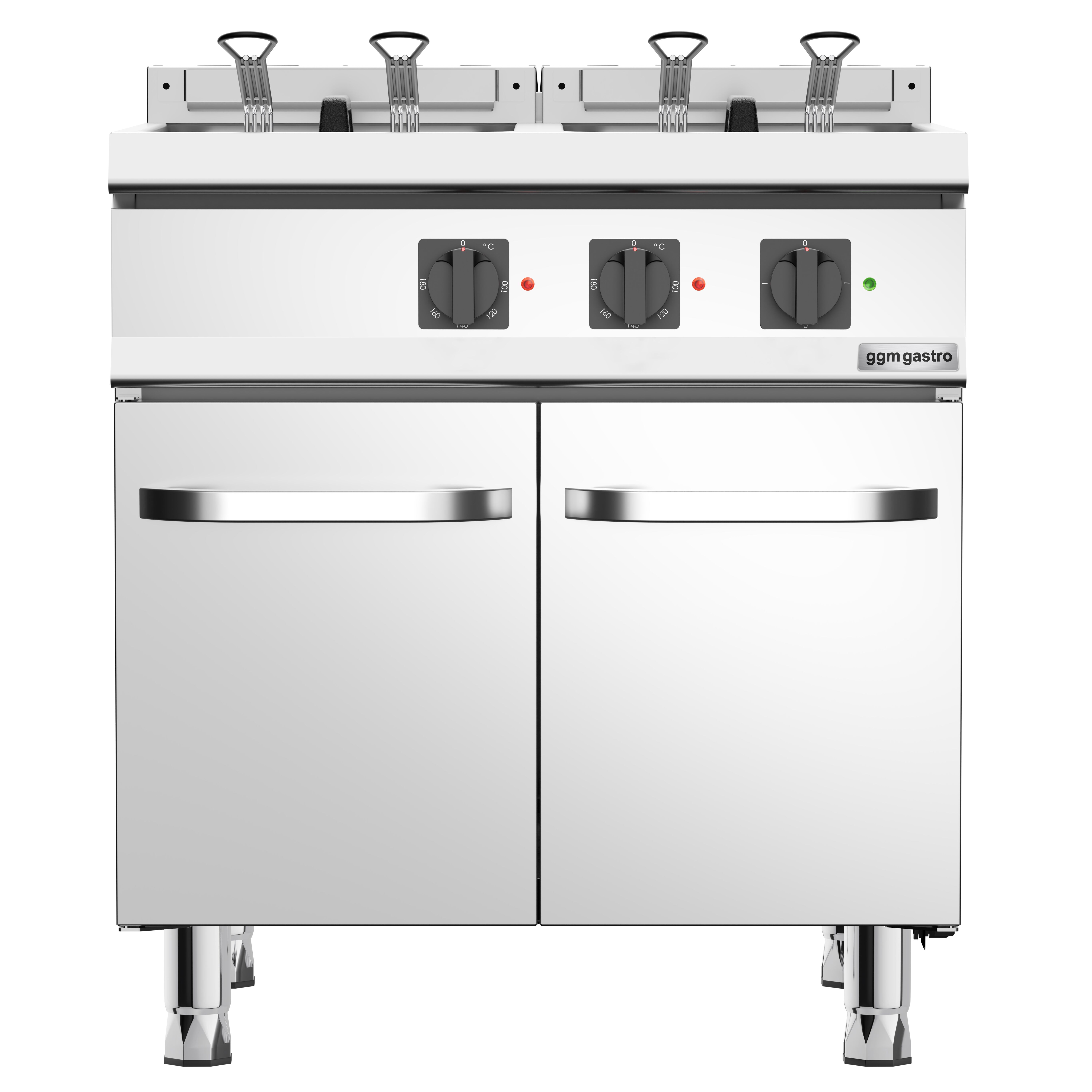 Friteuse électrique double – 18+18 litres – 28 kW – incl. soubassement avec 2 portes
