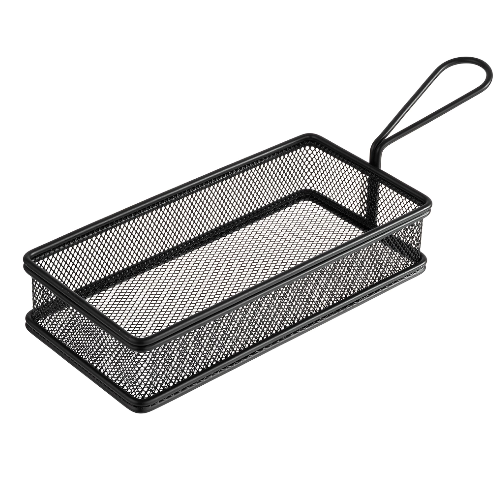 (6 pcs) Panier de service à frites - SNACKHOLDER - acier inoxydable - rectangulaire - 215x105x45mm - Noir