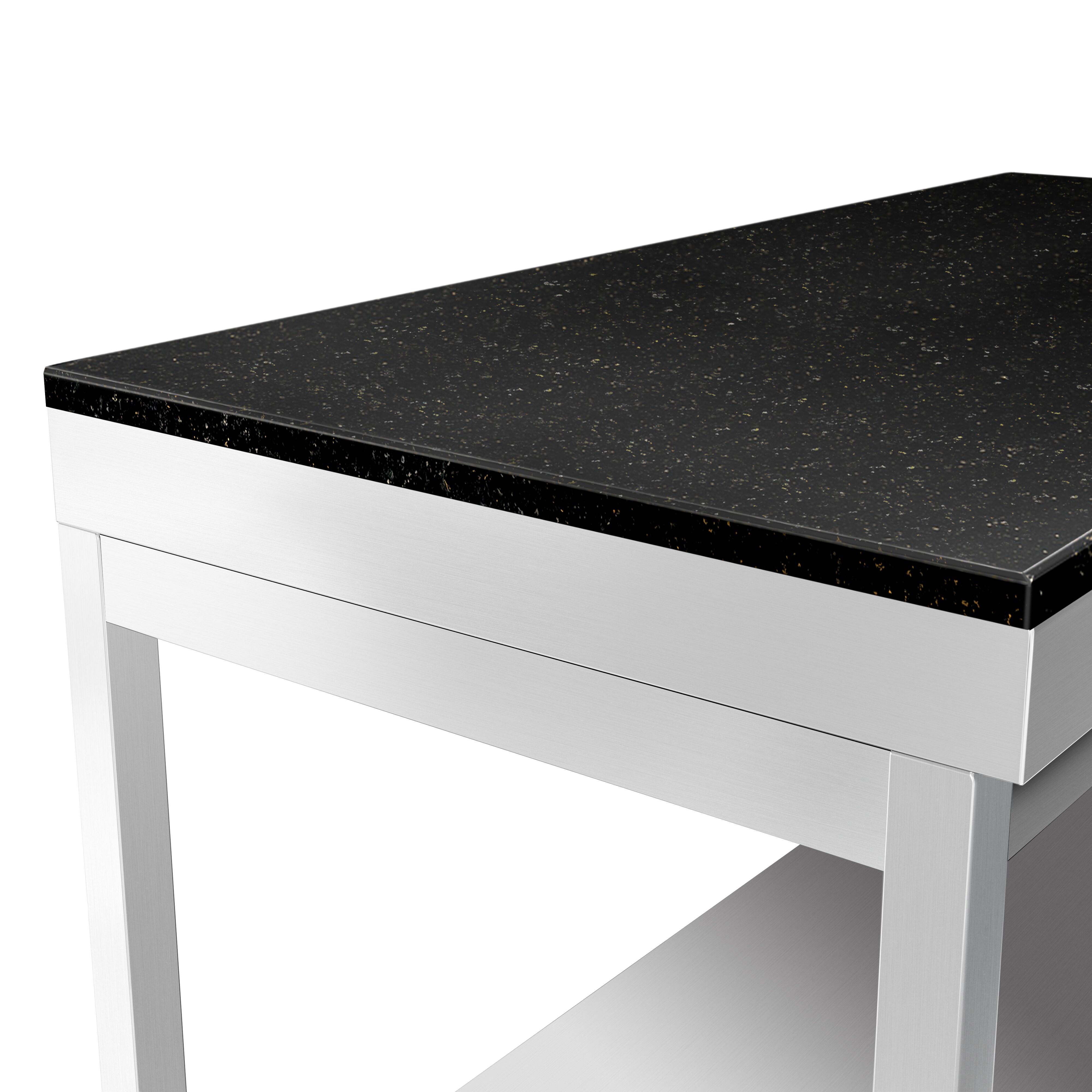 Table de travail inox PREMIUM - 1600 x 800 mm - avec tablette inférieure - incl. Plan de travail en Granit