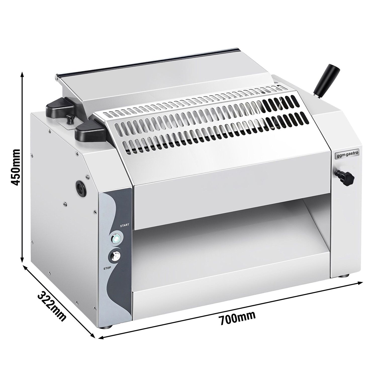 Façonneuse à pizza - pour Ø420mm - Épaisseur de pâte 0 à 10mm - 370W - Acier inoxydable