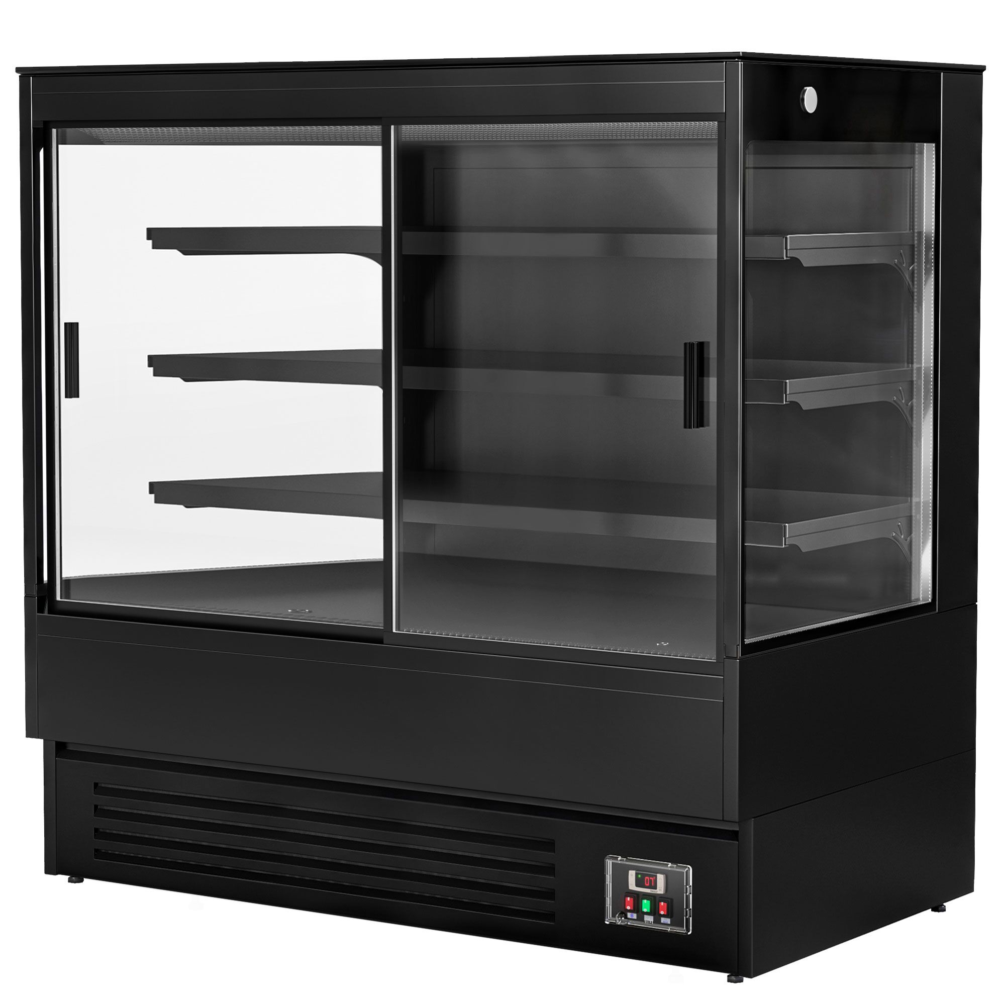 Commercial multideck display fridge - 1520mm - 493L - with 2 double‑glazed sliding doors & 3 shelves - Black