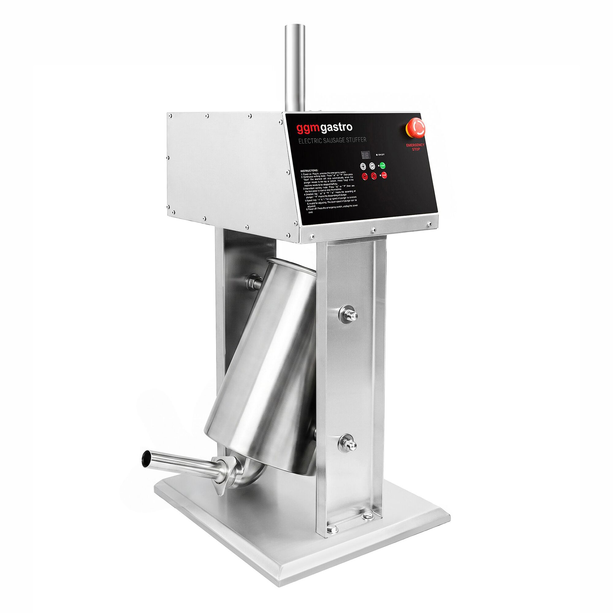 Automatische worstenvuller - verticaal - met churrosset - 20l - 180W - RVS - incl. voetpedaal & 4 vulbuizen & 3 churrosvormen