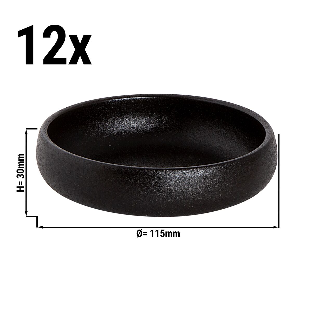 (12 pcs) Coupe - Universe - Porcelaine - 20cl - Ø 115mm - Noir mat