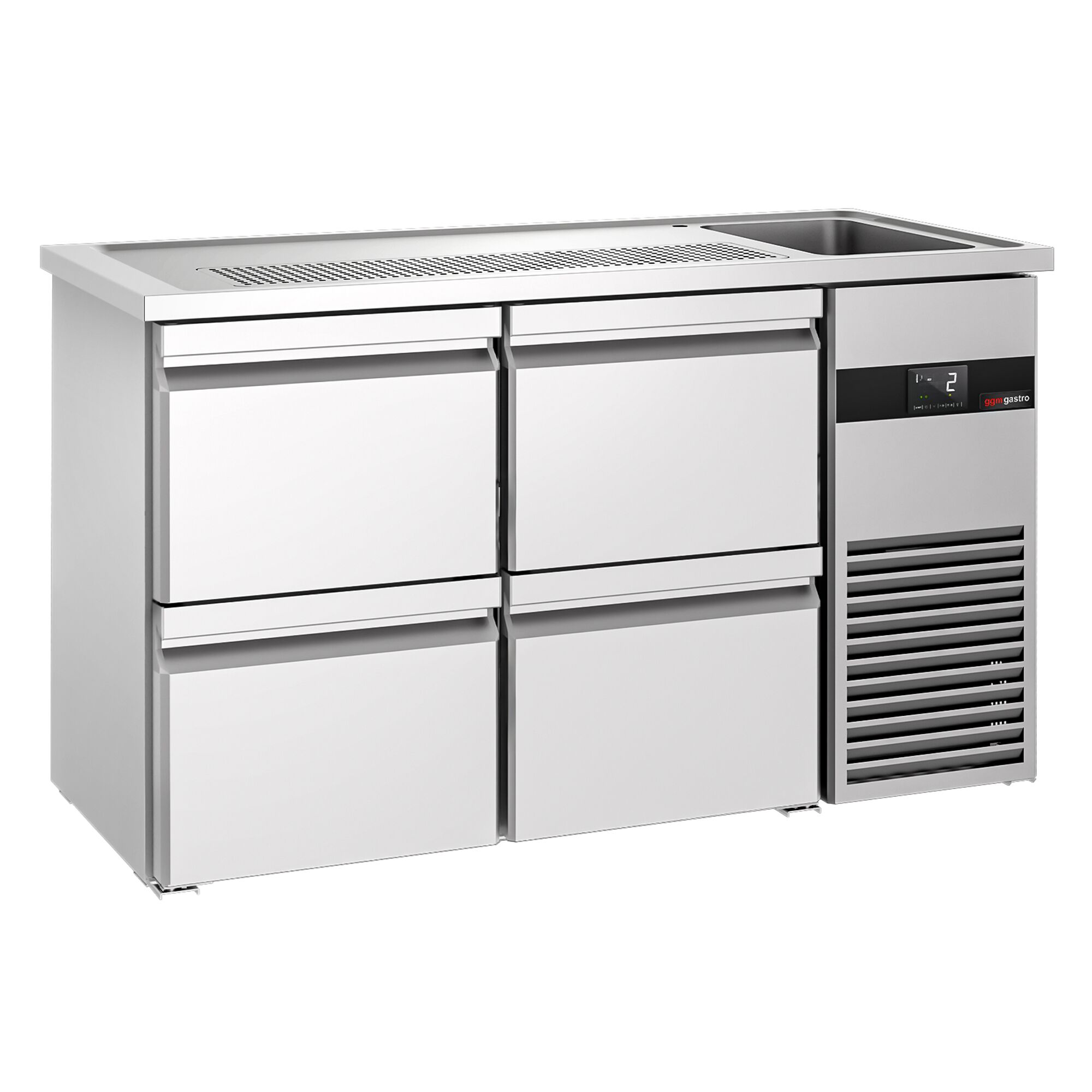 Comptoir de bar réfrigéré PREMIUM - 1550x700 mm - 4 tiroirs