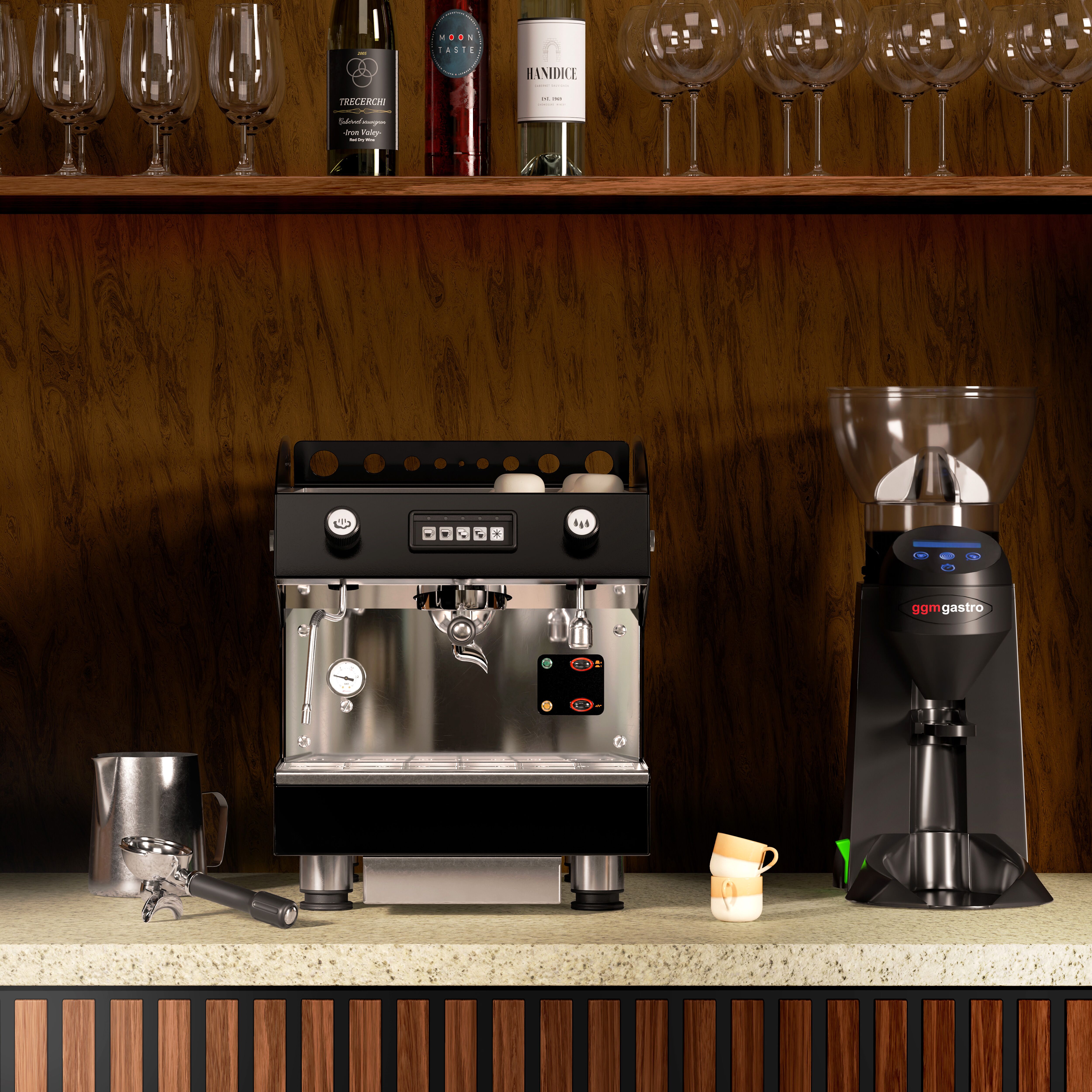 Machine à café porte-filtre – 1 groupe – avec système de préinfusion inclus