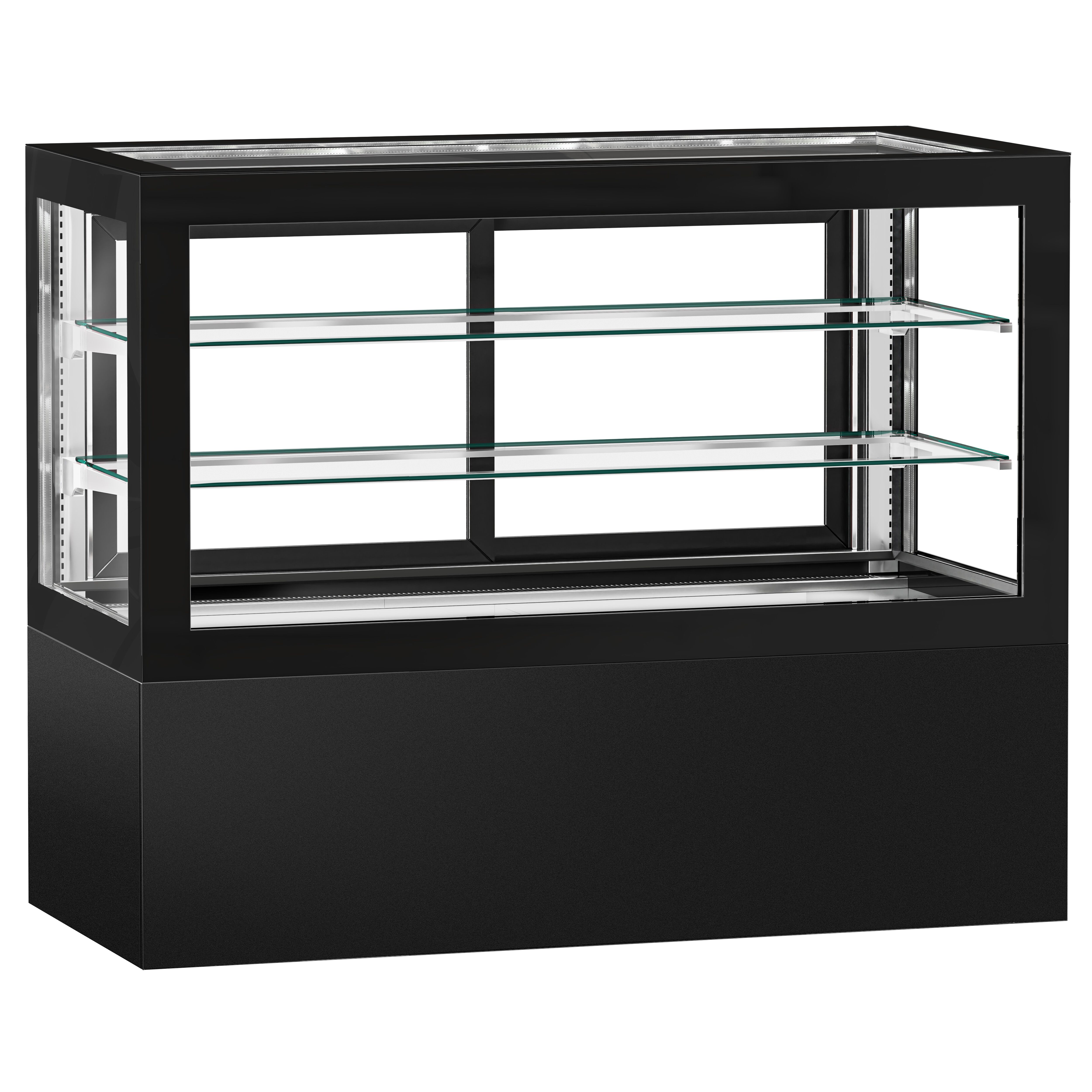 Vitrine de comptoir réfrigérée - 780L - 1610mm - Double vitrage - portes coulissantes vitrées arrière - Noir
