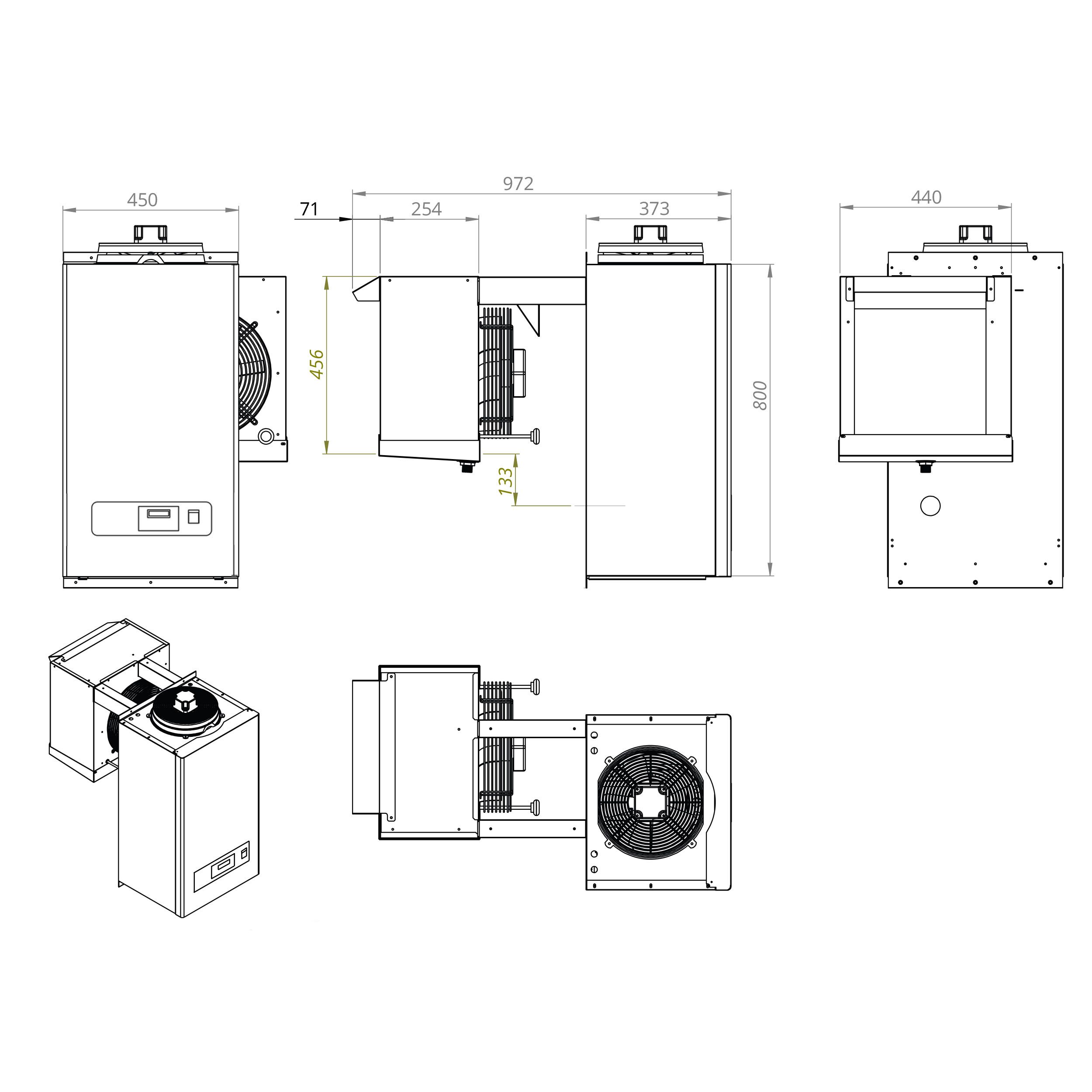 Groupe de froid monobloc mural - pour volume max. 7,5m³ - 367W