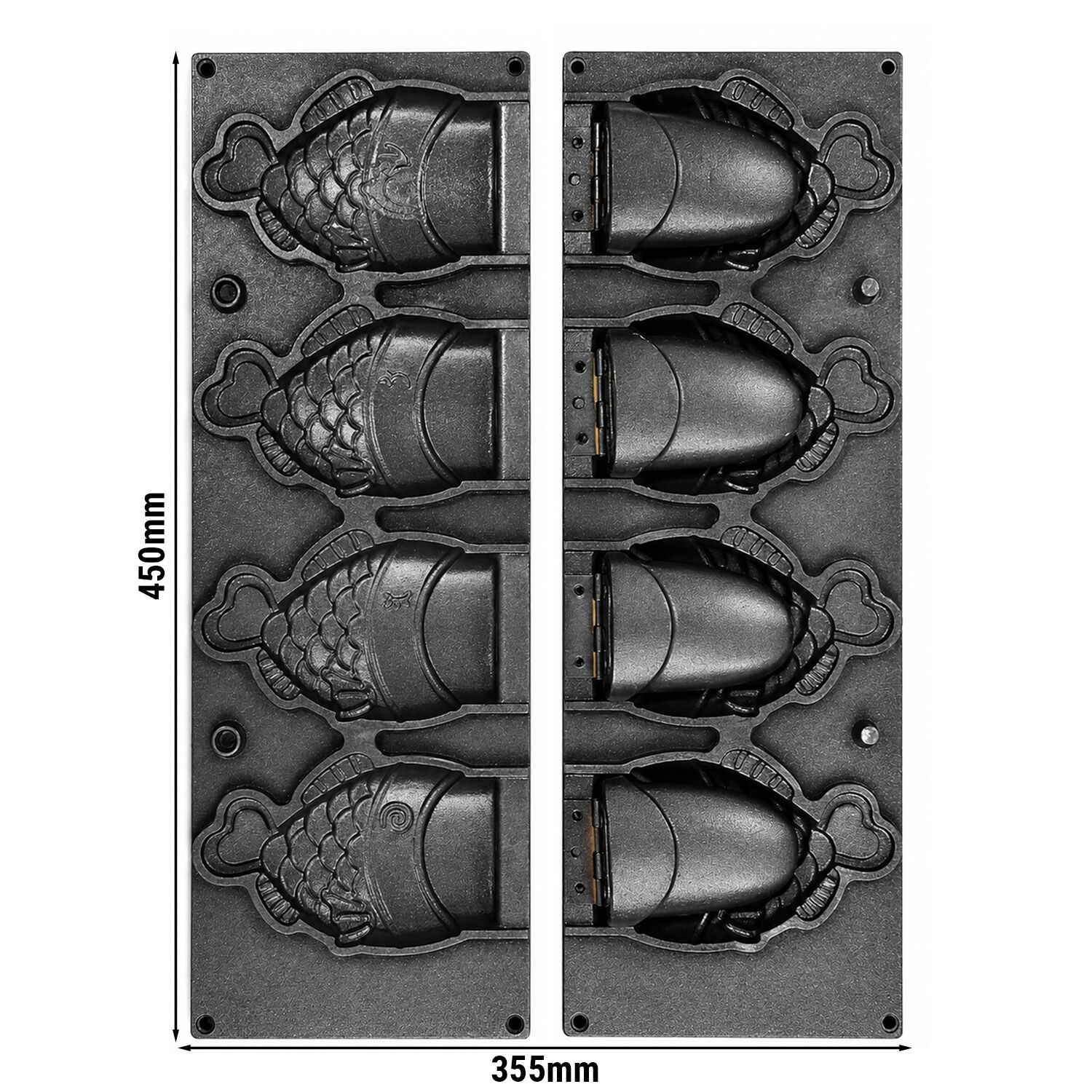 Plaques pour machine à tartelettes TMOPH - Forme : 4x poisson taiyaki ouvert
