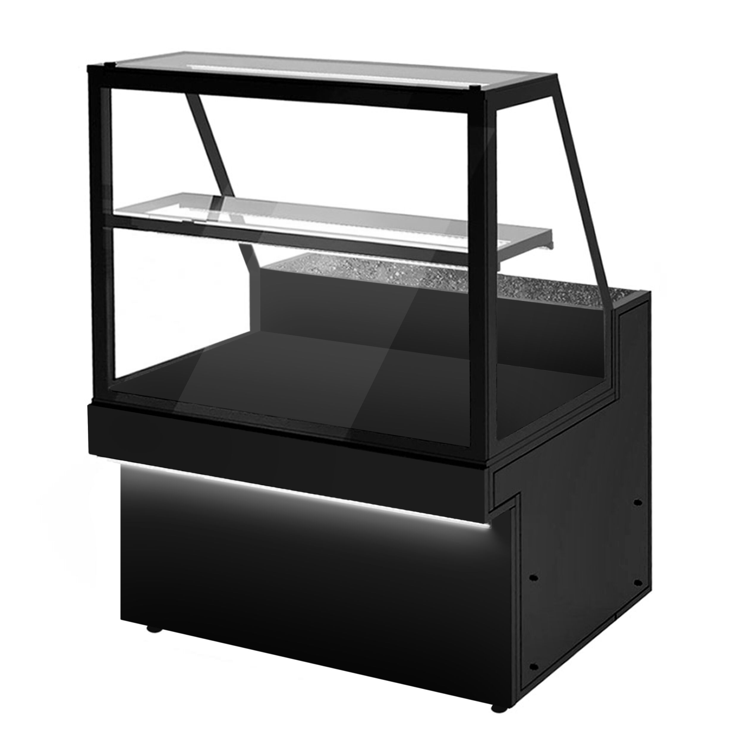 Patisserie Counter TORONTO - 1300x800mm - black front - with 1 glass shelf - LED lighting - granite worktop