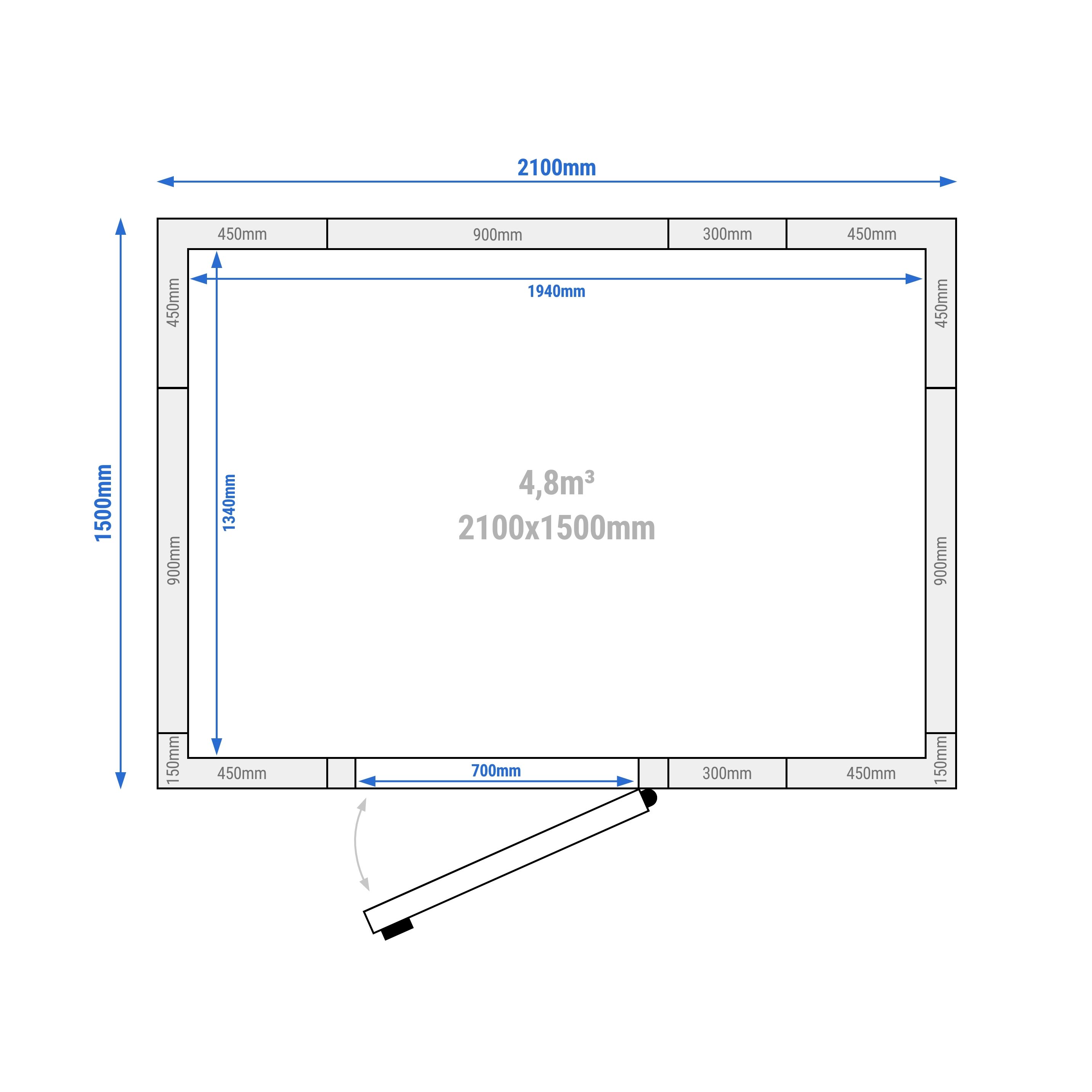 Chambre froide - 2100 x 1500 mm - 4,8 m³