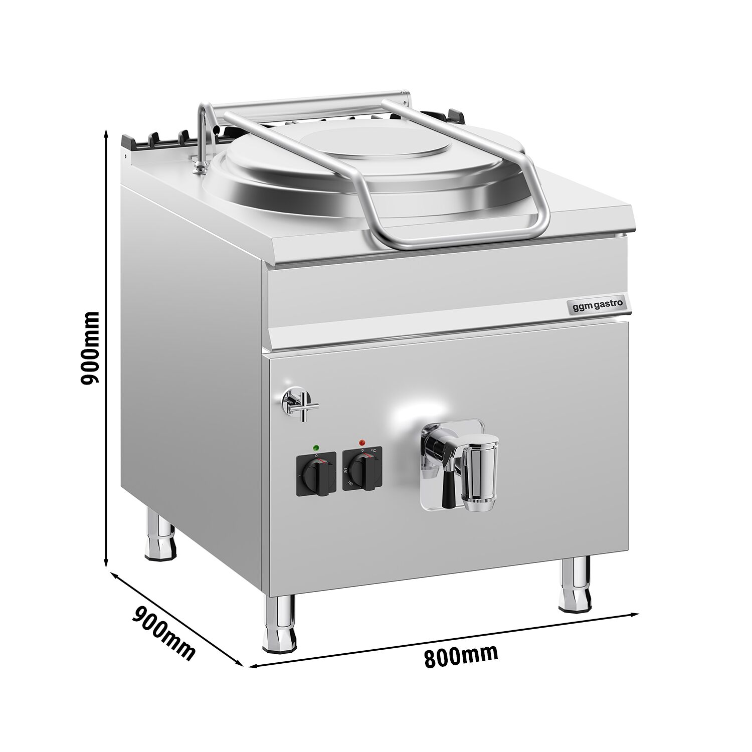 Marmite électrique de cuisson - 150 litres - 12 kW - chauffage indirect - avec arrivée d’eau et robinet de vidange