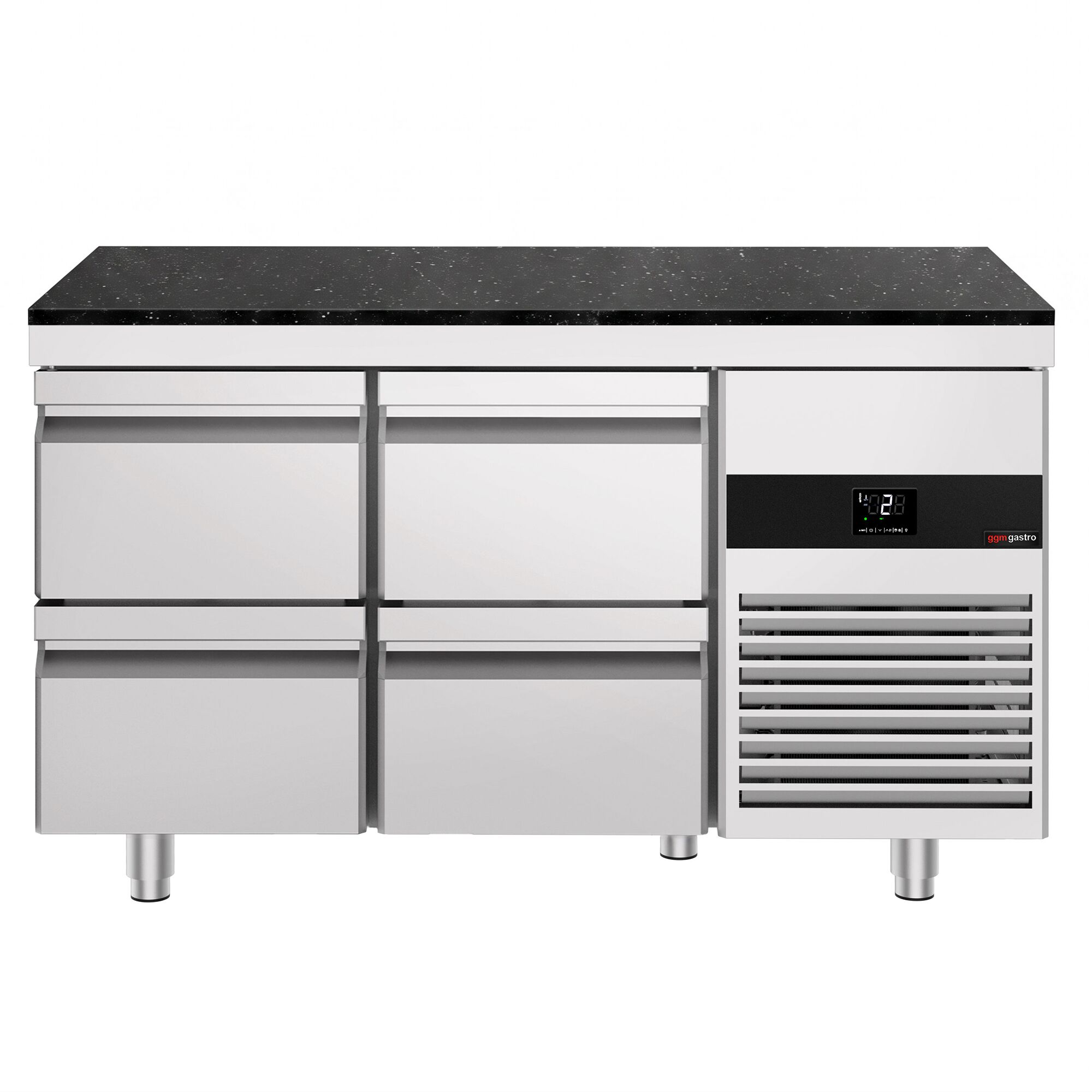 PREMIUM Refrigerated Counter – 1400 × 700 mm – with 4 Drawers – incl. Granite Worktop