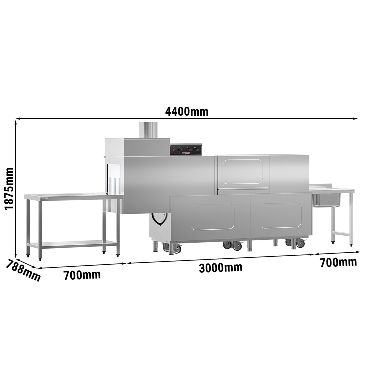 Lavastoviglie con trasporto a cestello professionale - Elettronica - 31,00kW - con tunnel di asciugatura