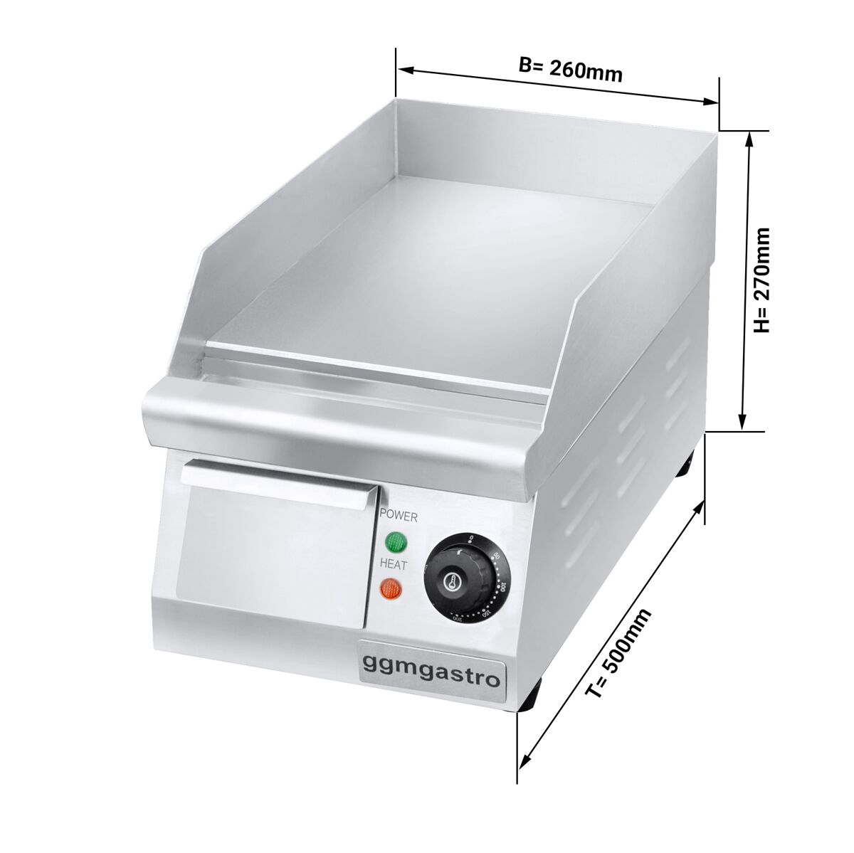 Commercial Electric Griddle - 1.6kW - Smooth Plate - Cooking area: 250x430mm