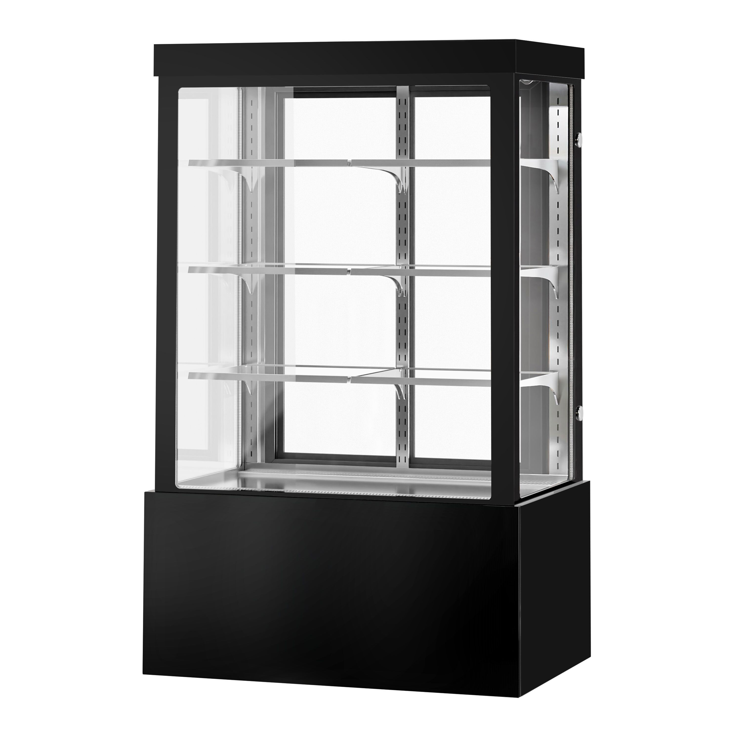 Kühl- & Kuchenvitrine - 1200mm - Doppelverglasung - mit 3 Ablagen & Spiegelfront - Schwarz