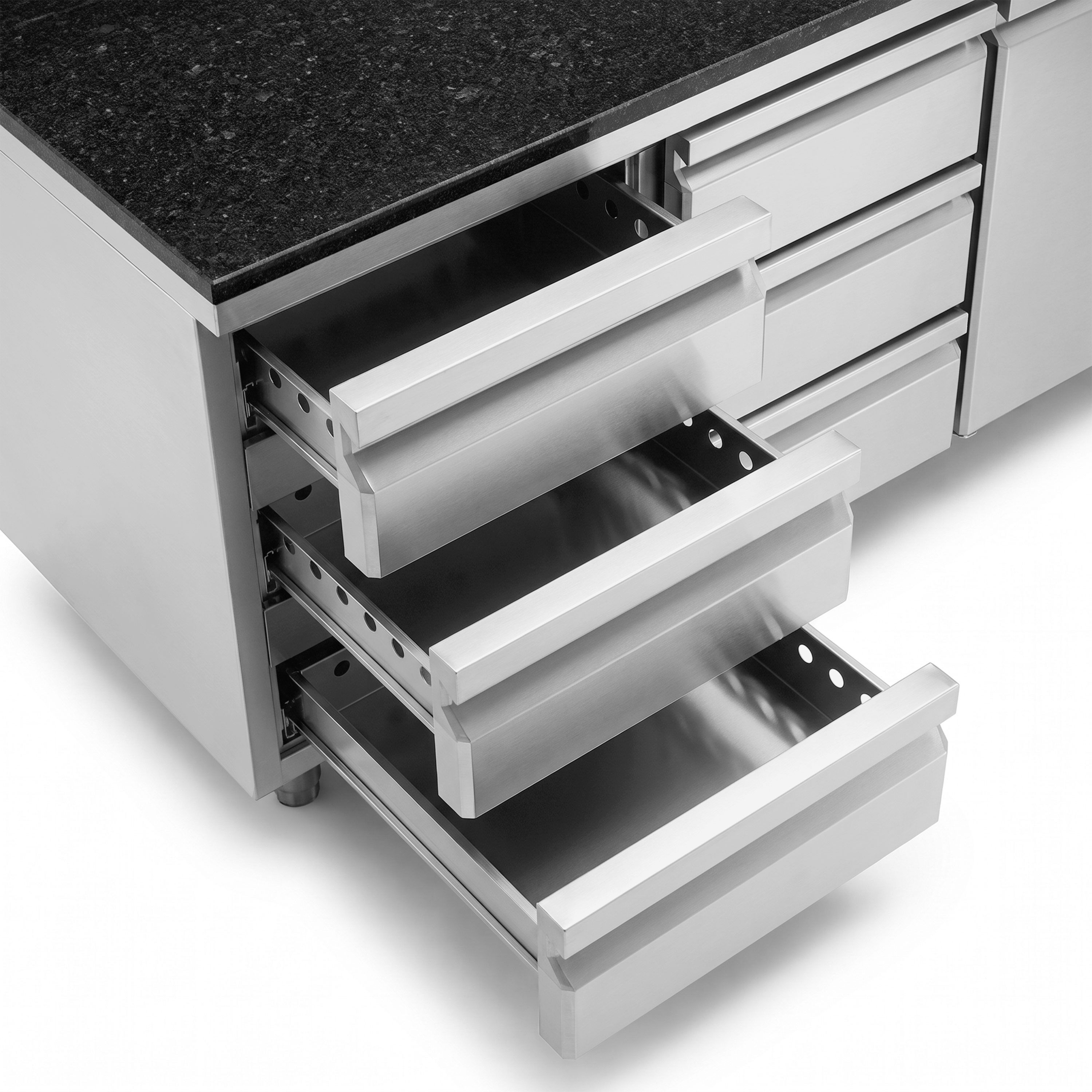 PREMIUM Refrigerated Counter – 1400 × 700 mm – with 6 Drawers – incl. Granite Worktop
