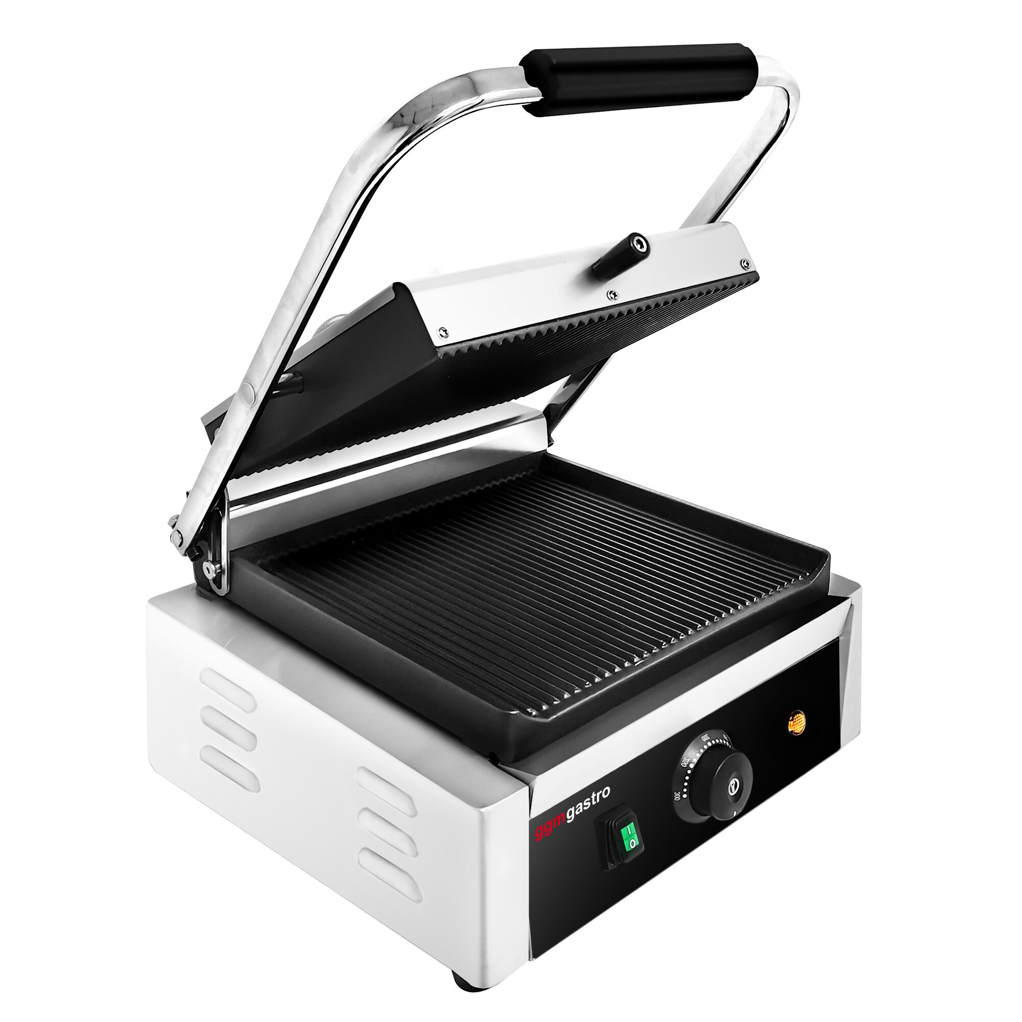 Presse à Panini / Gril de contact - 2kW - Plaques rainurées - Surface de cuisson : 270x255mm