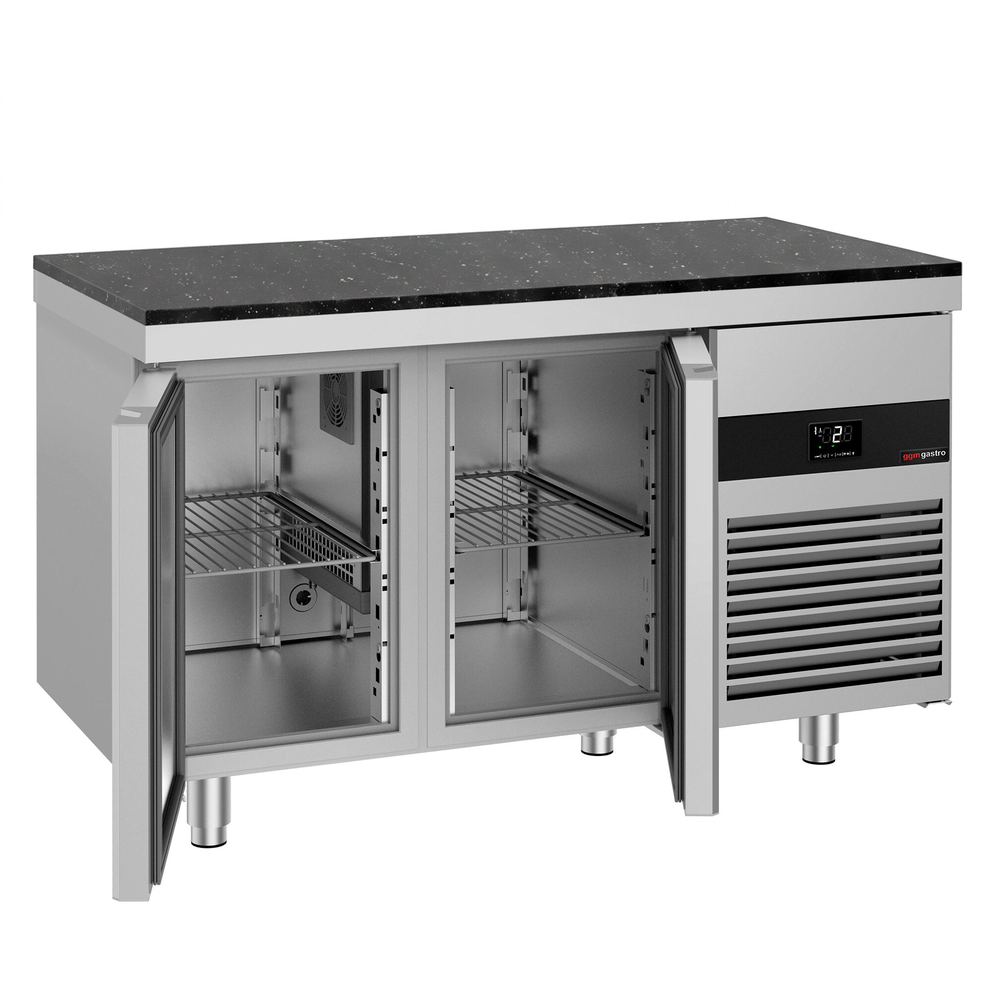 PREMIUM Refrigerated Counter – 1400 × 700 mm – with 2 Doors – incl. Granite Worktop