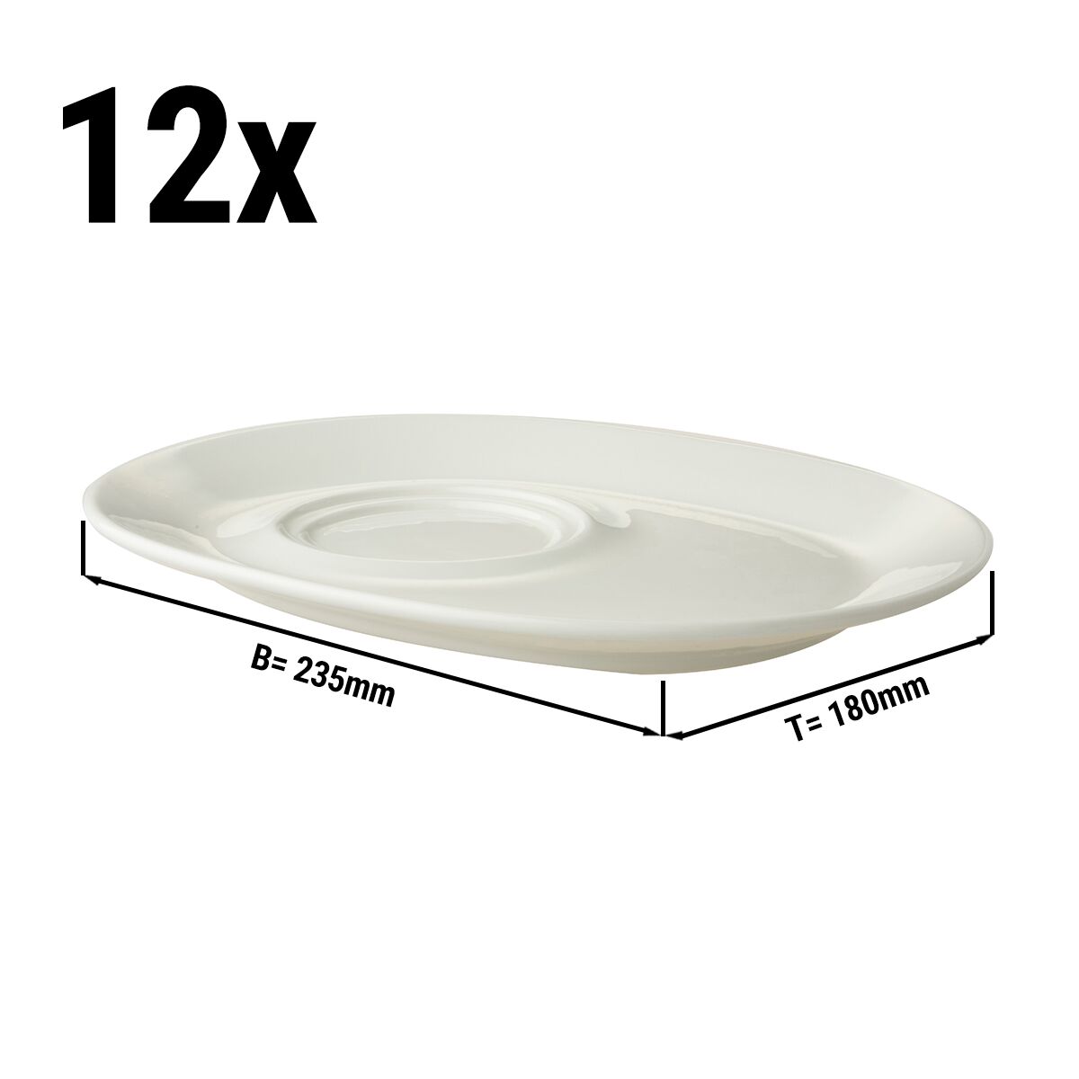 (12 pièces) LUX – Sous-tasse/assiette Maastricht – 235 × 180 mm – Ivoire