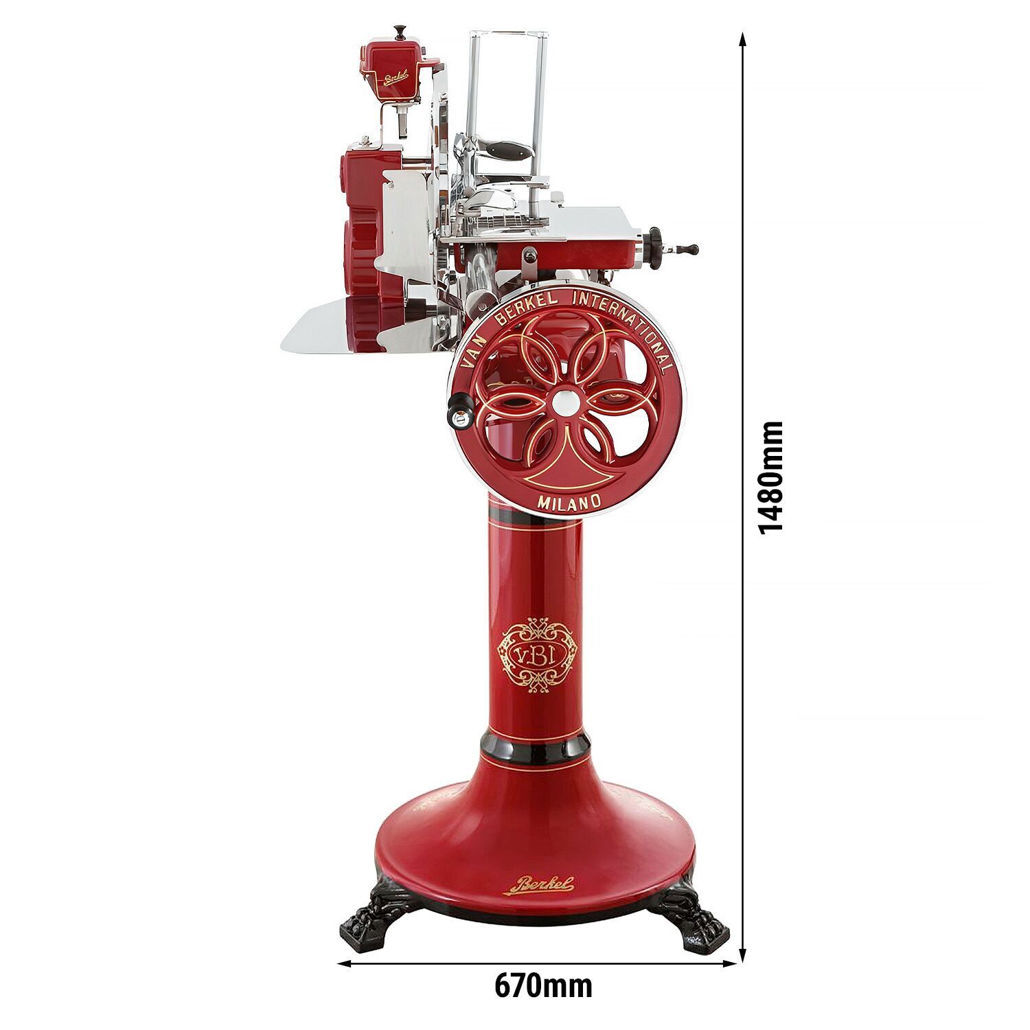 BERKEL | Machine à volant B114 - Lame : Ø 319mm - Rouge - avec socle inclus